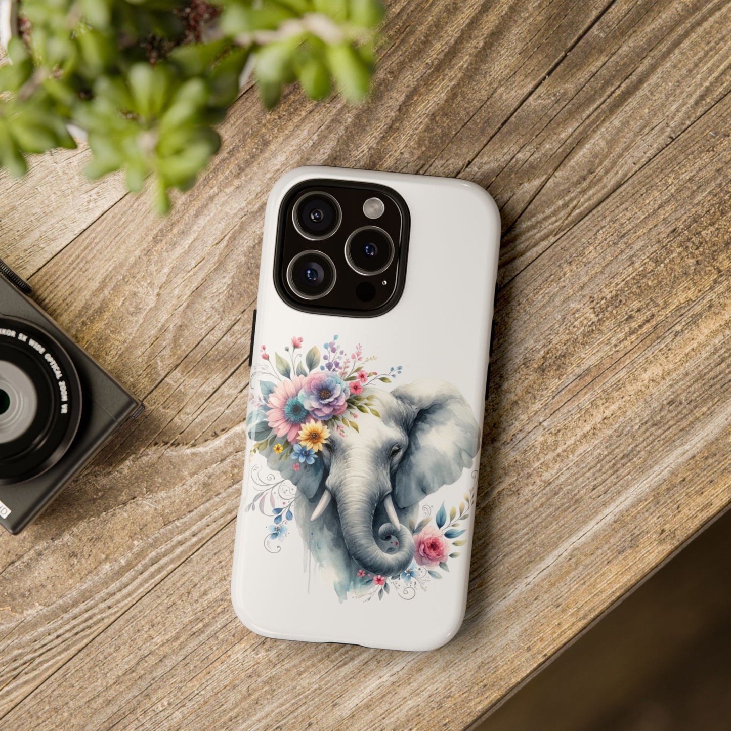 Floral Elephant Mobile Cover – Elegant Watercolor Art