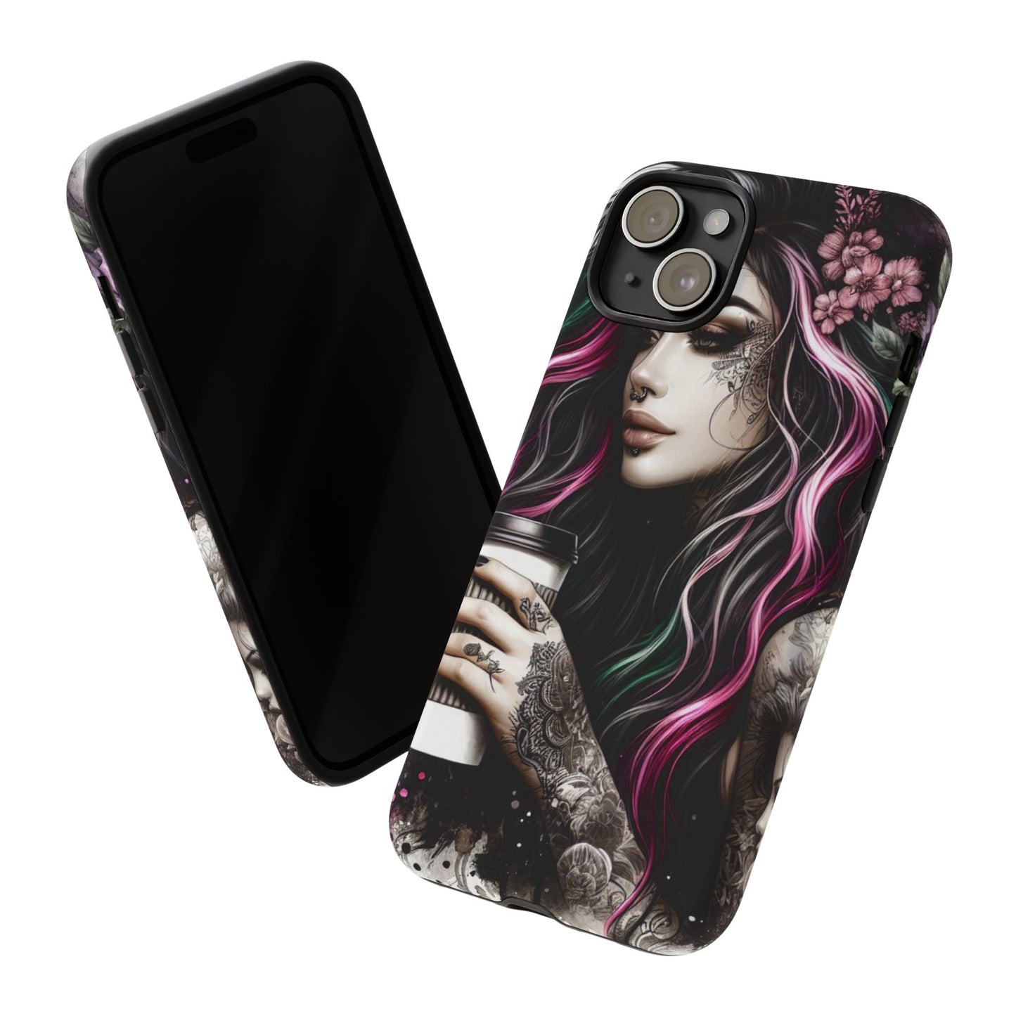 Tattooed Serenity – Gothic Coffee Lover Mobile Cover