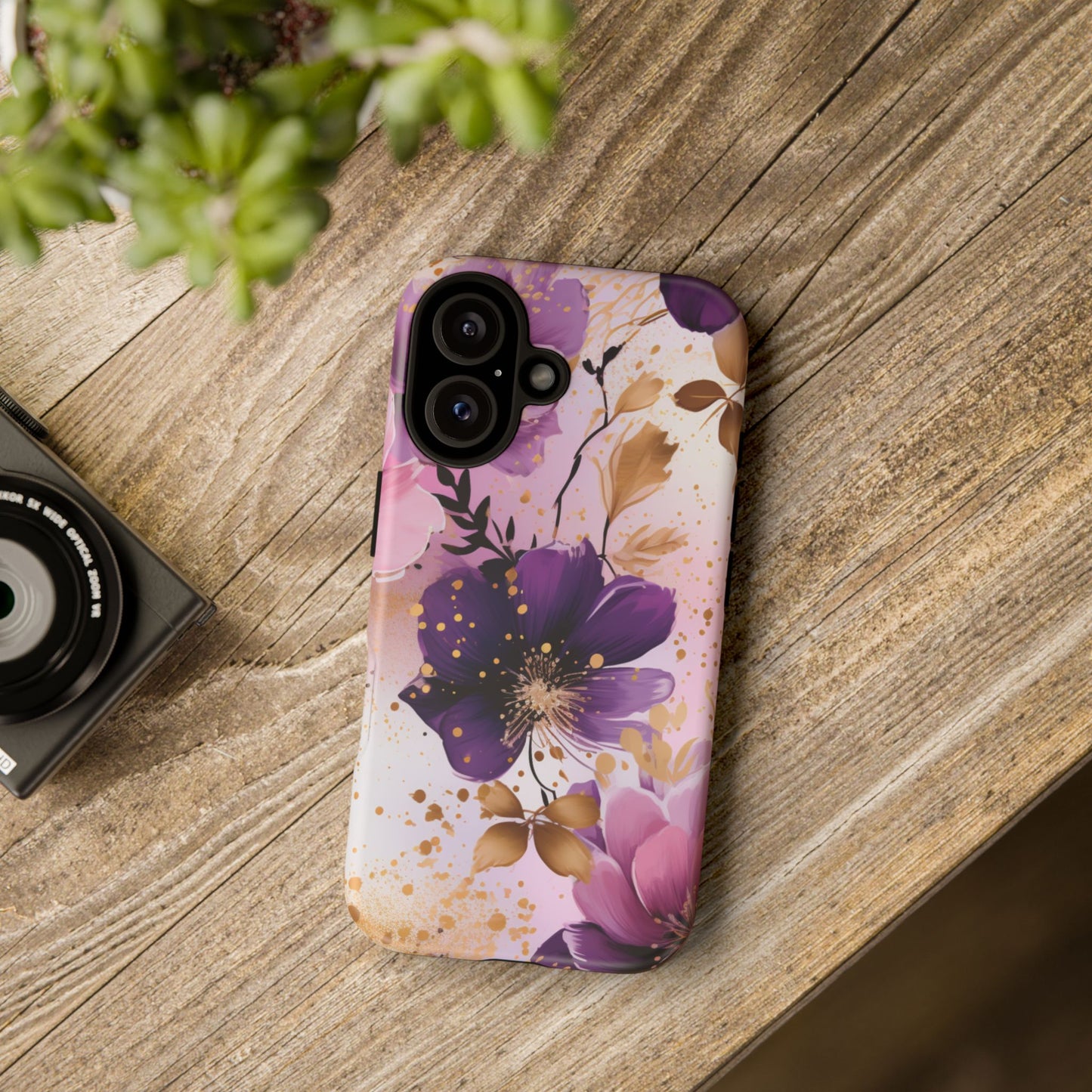 Luxury Purple & Gold Floral Aesthetic Mobile Case