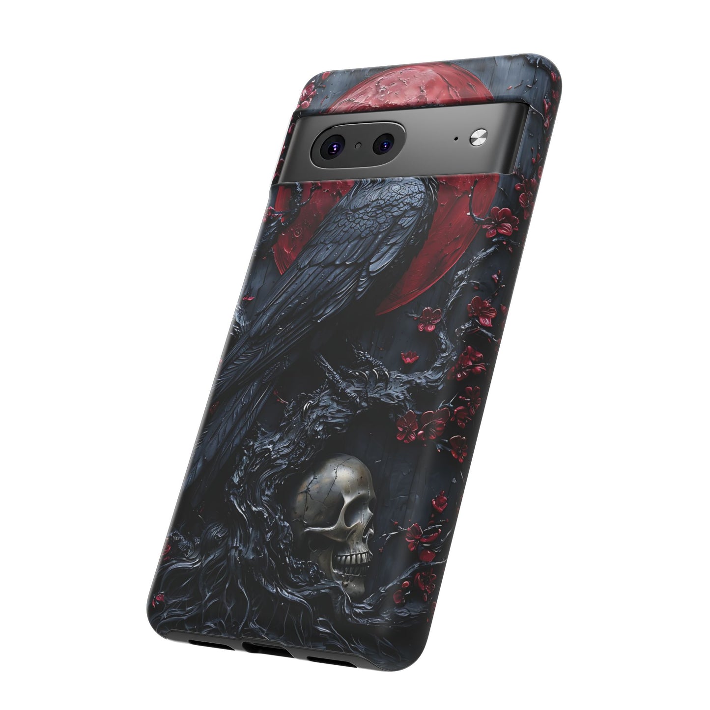 Gothic Sculpture Of Raven On Charcoal Tree Branch phone case design