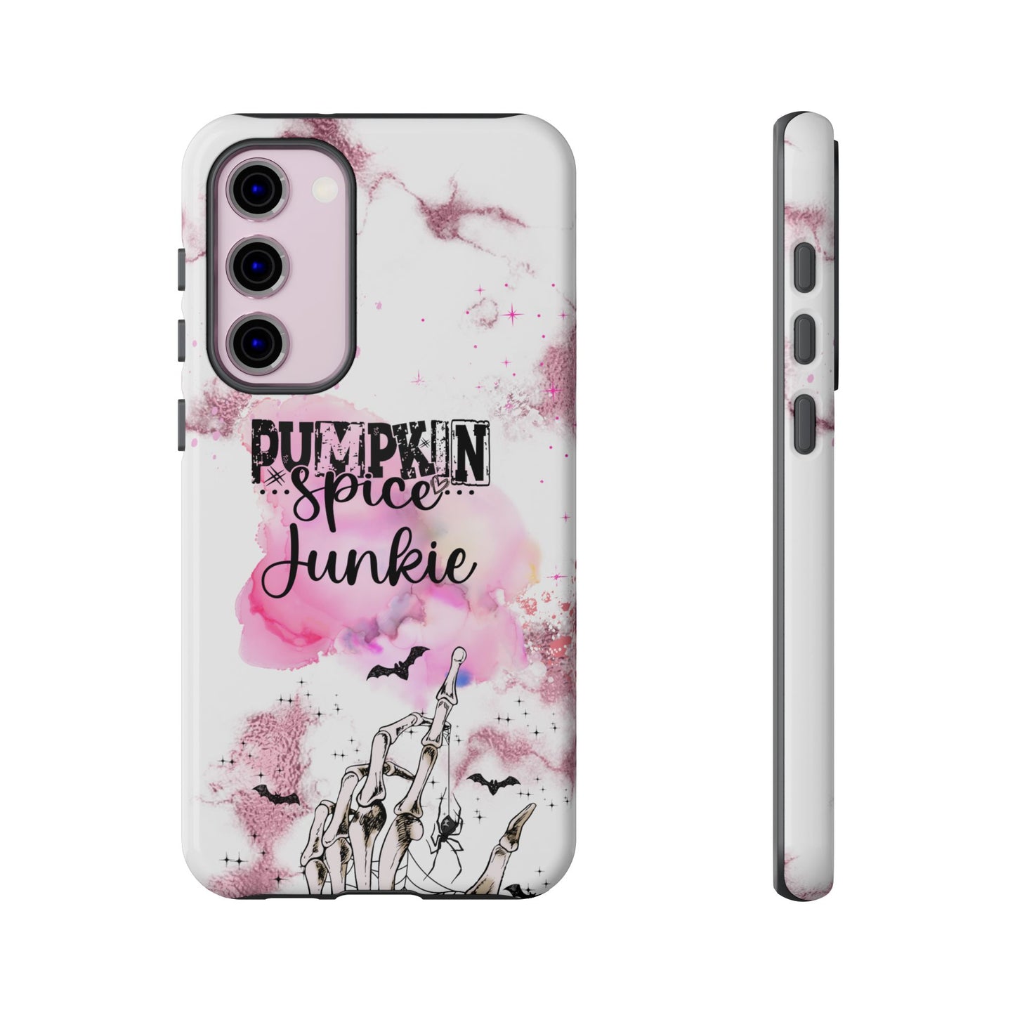 Pumpkin Spice Junkie Phone Case - Fall Aesthetic Cover for iPhone, Samsung & Google Pixel, Skeleton Hand Phone Case, Watercolor Phone Cover, Girly Phone Case
