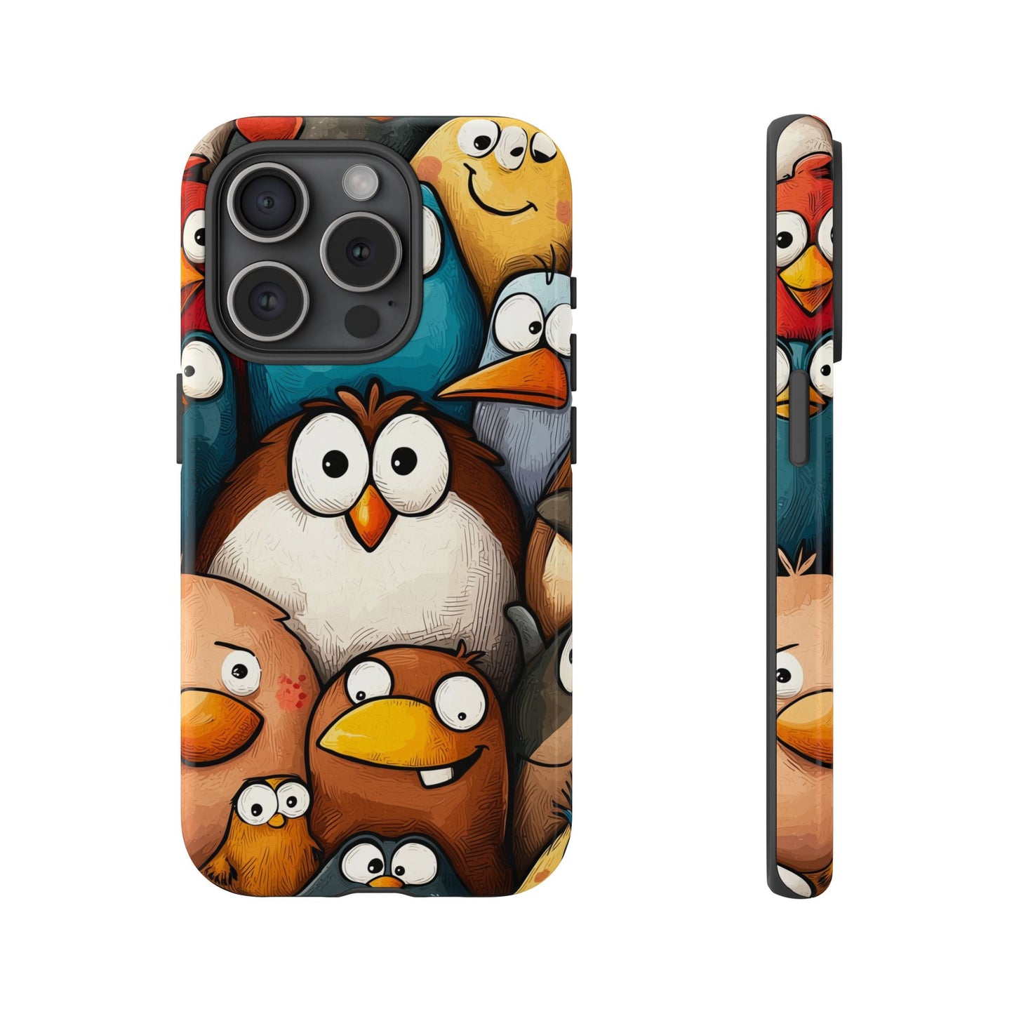 Quirky Bird Squad Anime Phone Case for iPhone, Samsung, Google Pixel