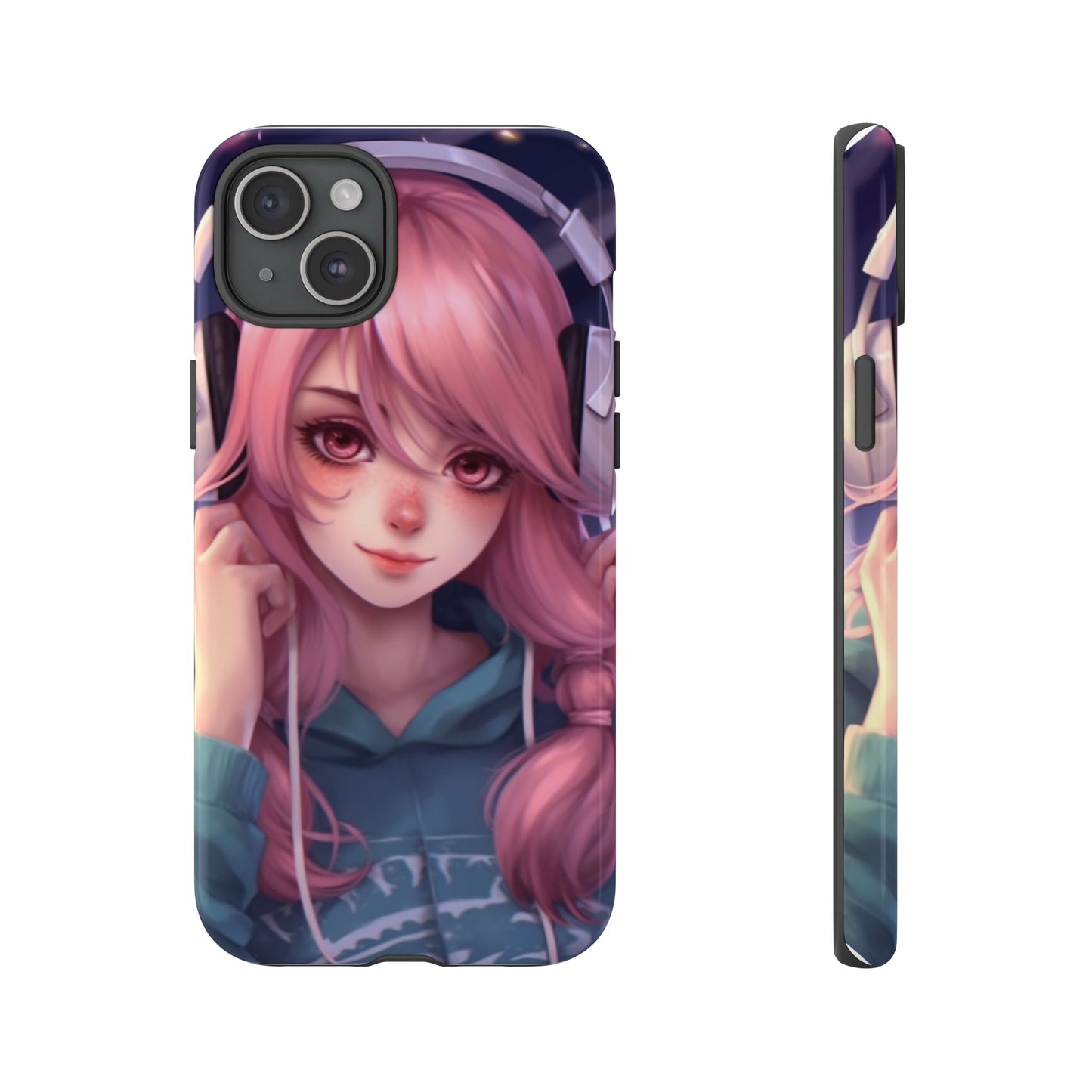 Anime Music Girl Phone Case - Cute Aesthetic Cover for iPhone, Samsung & Google Pixel, Girly Phone Case, Kawaii Lover Gift