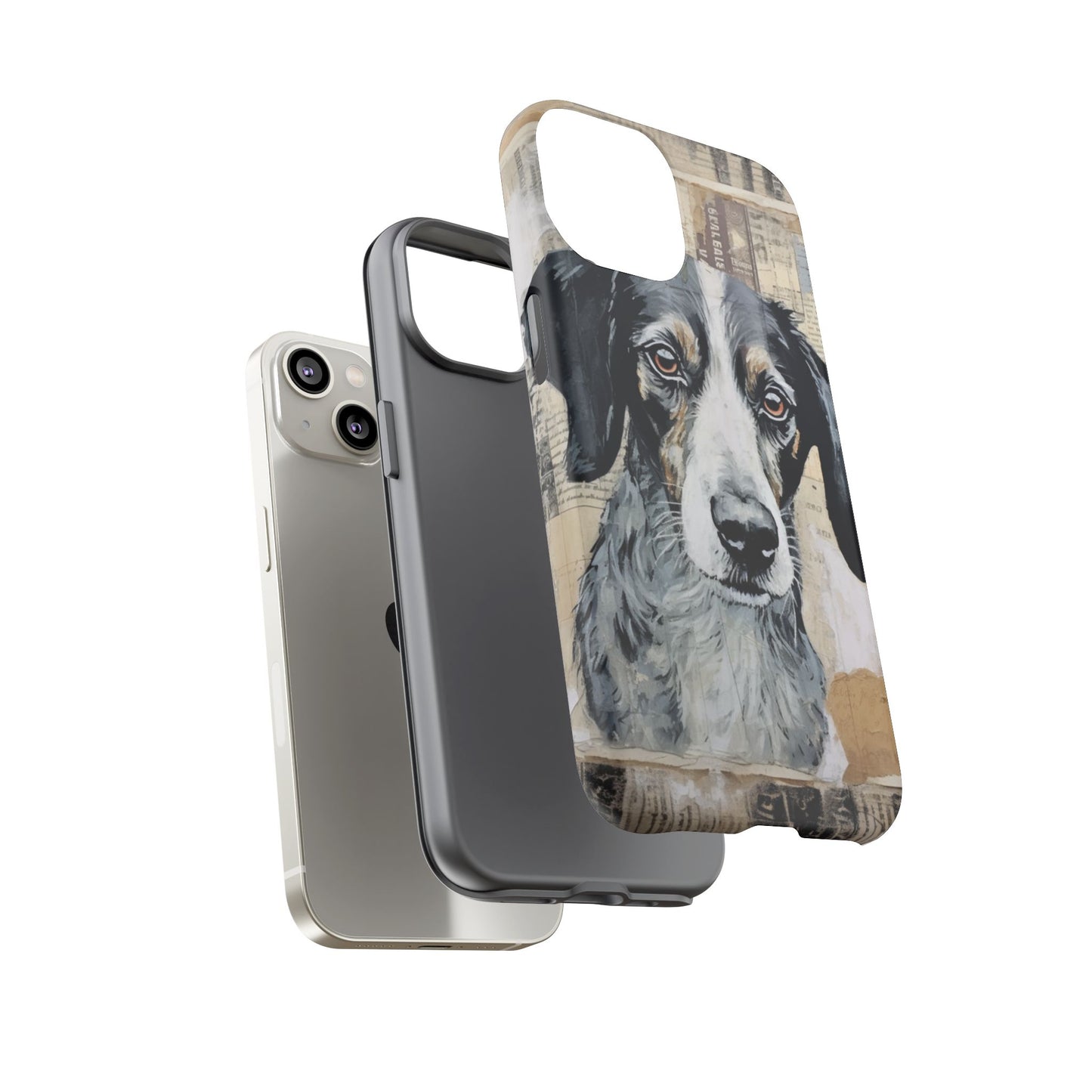 Personalized Rustic Dog Portrait – Vintage Collage Art Style