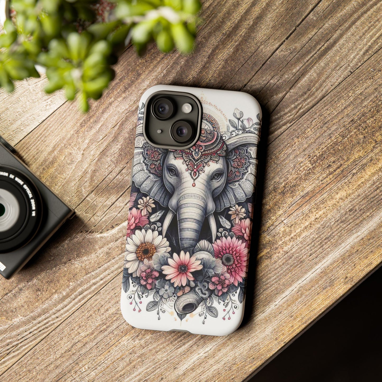 Royal Elephant Mandala Phone Case – Intricate Bohemian Floral Design