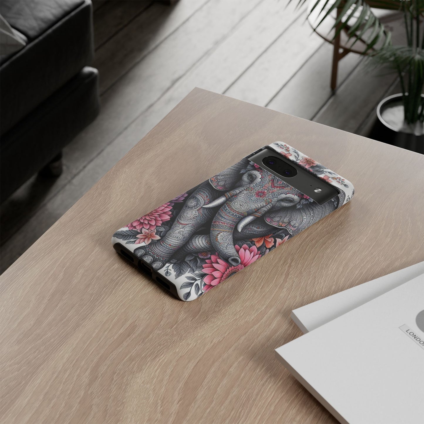 Bohemian Floral Elephant Mobile Cover – Intricate Mandala Art