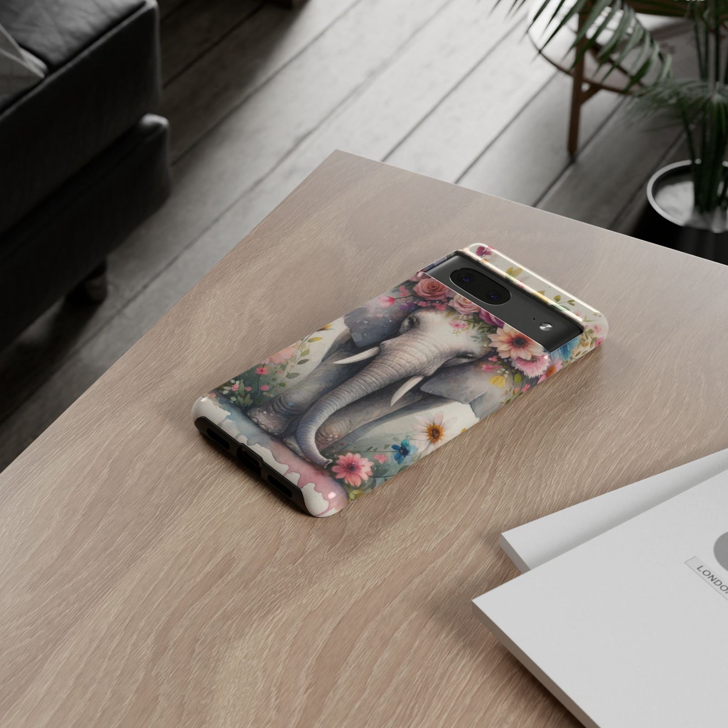 Watercolor Floral Elephant Mobile Cover – Dreamy Artistic Design