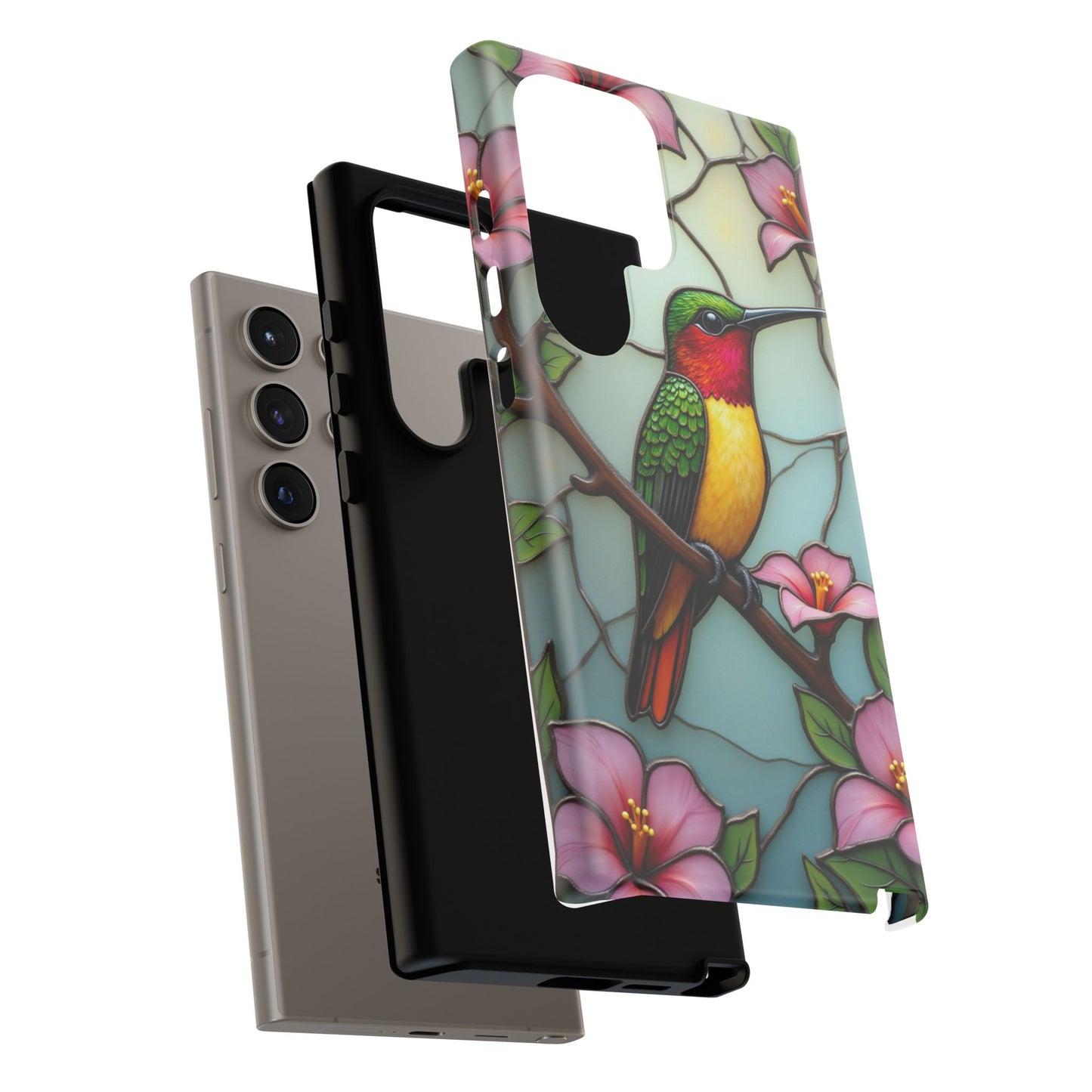 Elegant Hummingbird with Floral Mosaic | Artistic Nature Design