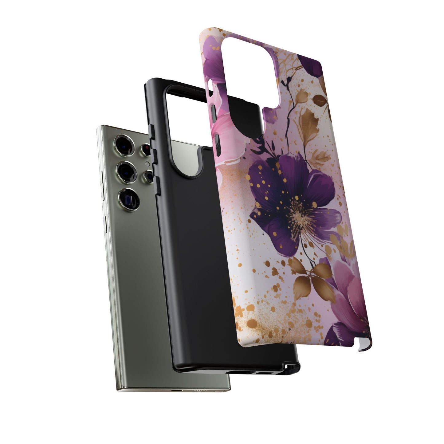 Luxury Purple & Gold Floral Aesthetic Mobile Case
