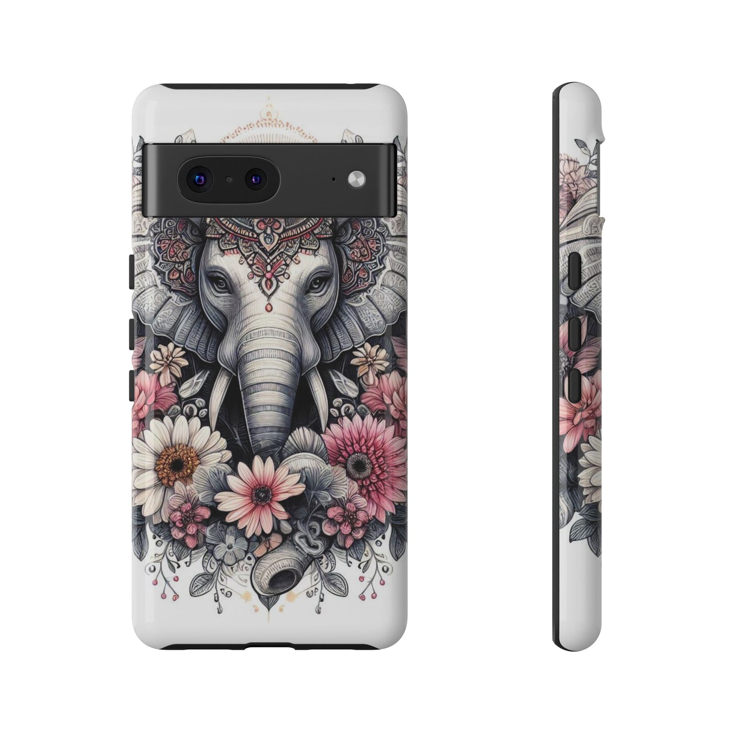 Royal Elephant Mandala Phone Case – Intricate Bohemian Floral Design