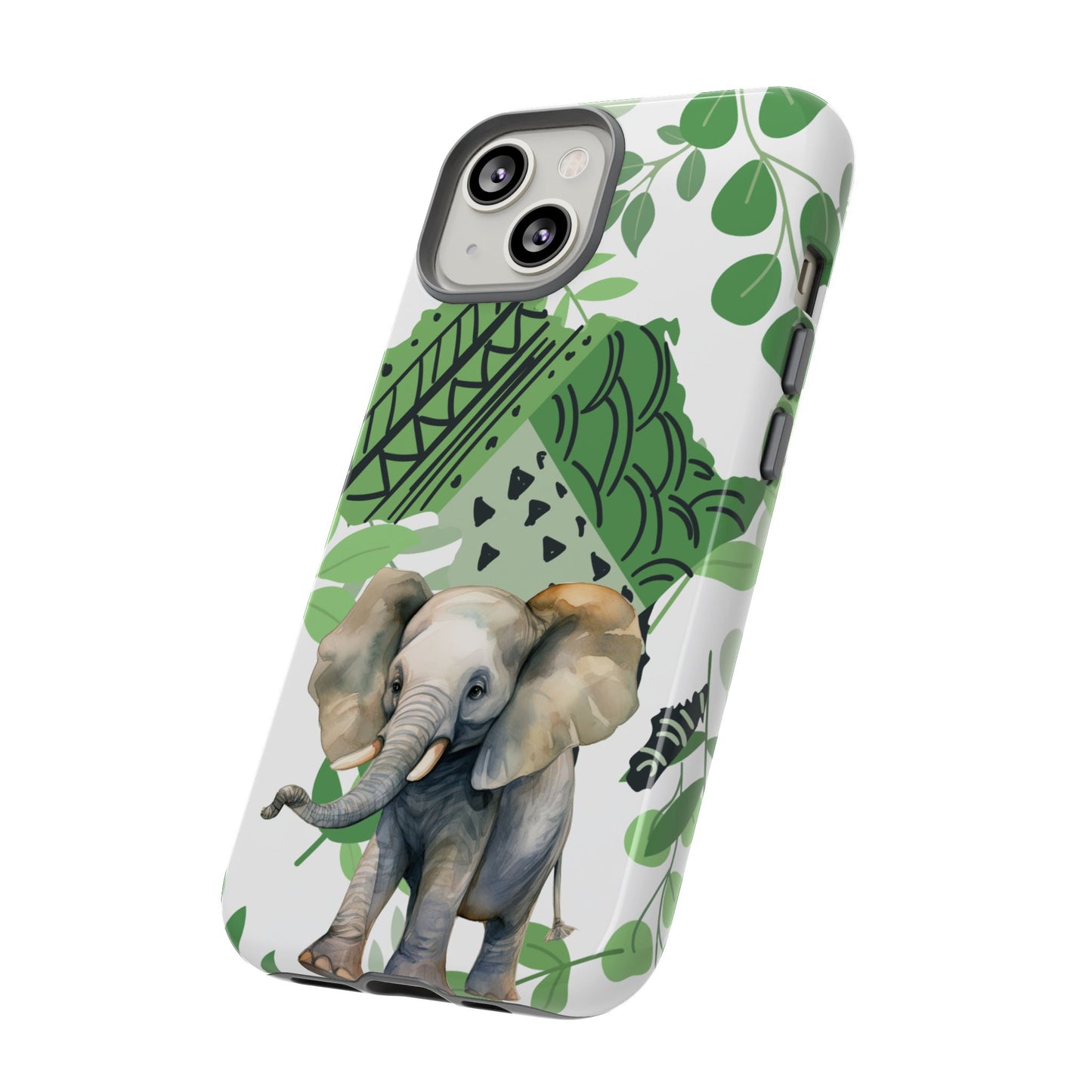 Playful Baby Elephant Mobile Cover – Tropical Boho Art