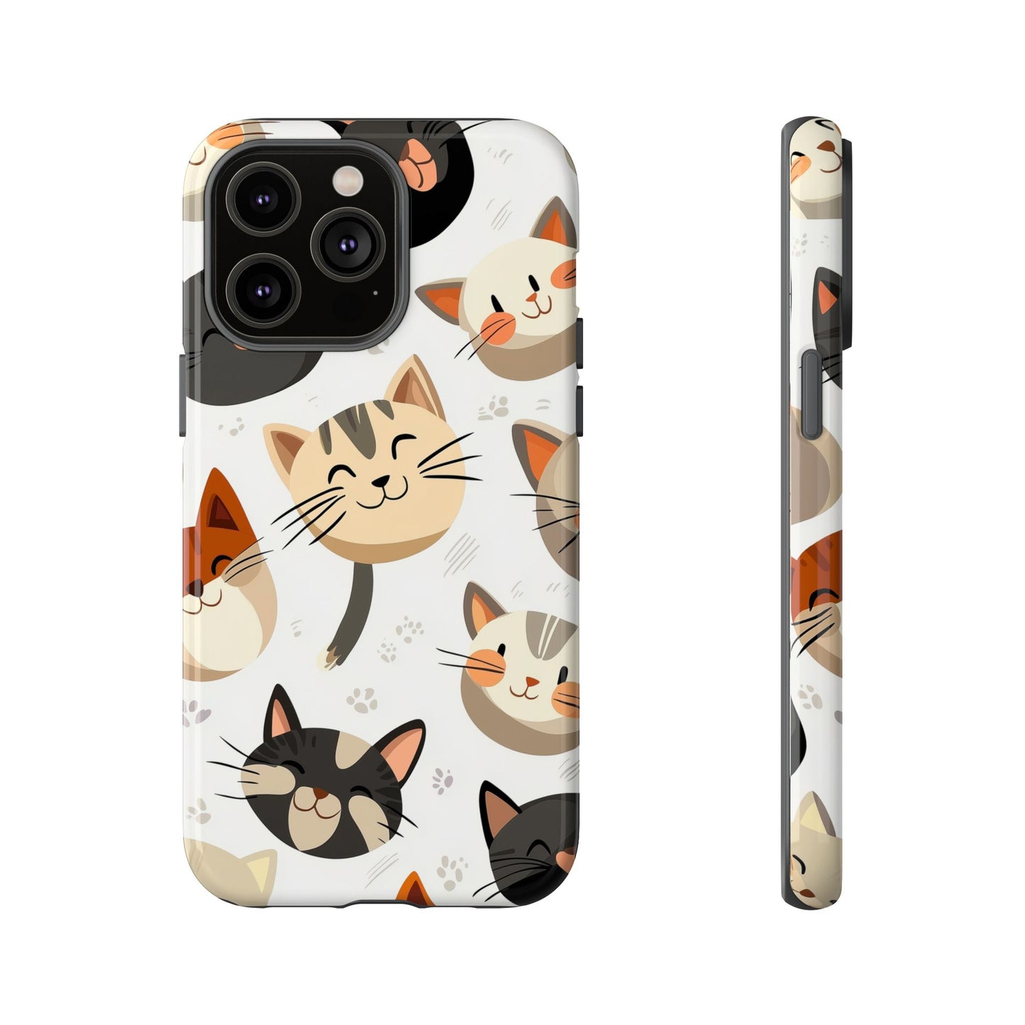 Cute Cat Faces Phone Case – Kawaii Anime Style for iPhone, Samsung & Google Pixel, Fun and Playful Cat Design