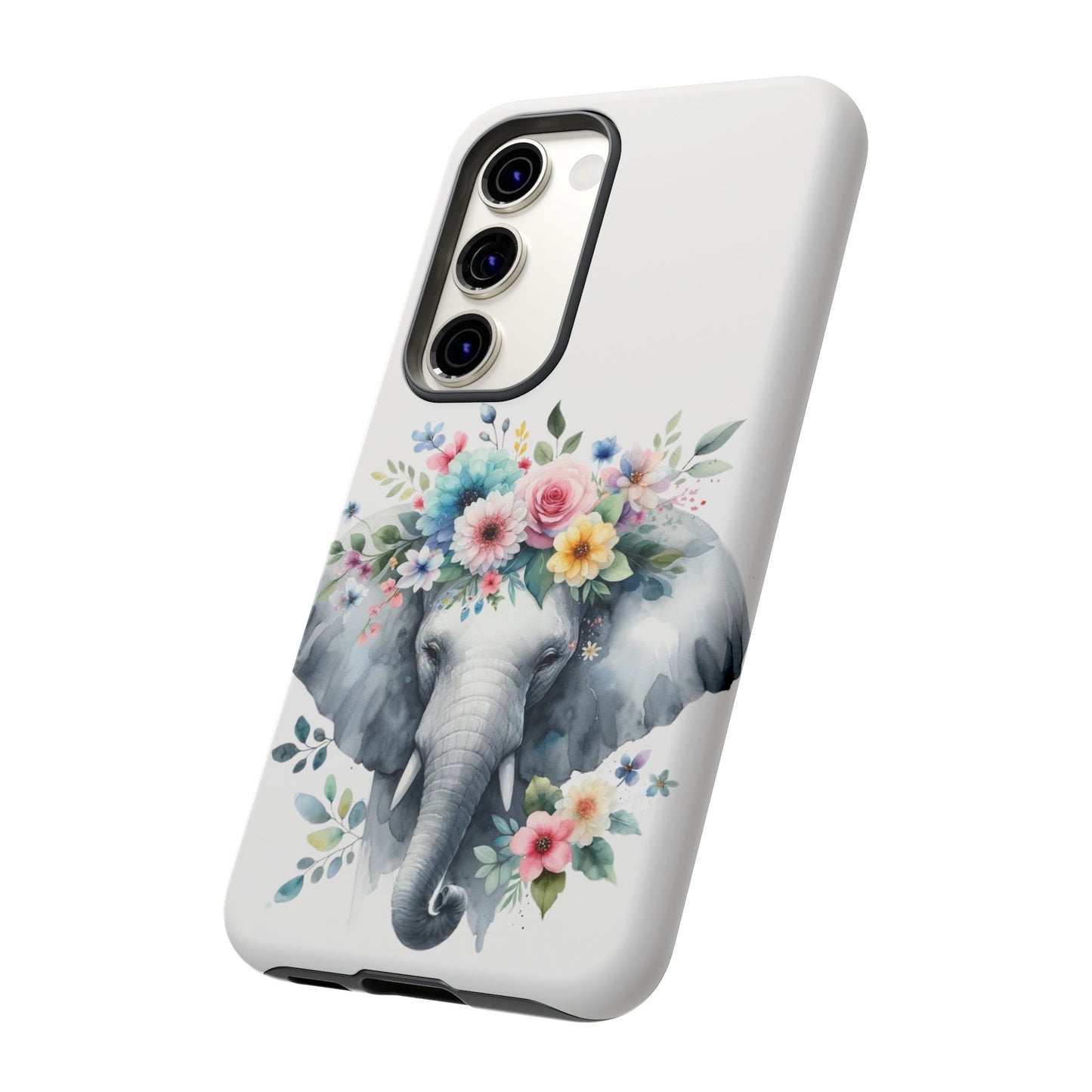 Floral Crown Elephant Mobile Cover – Elegant Watercolor Art