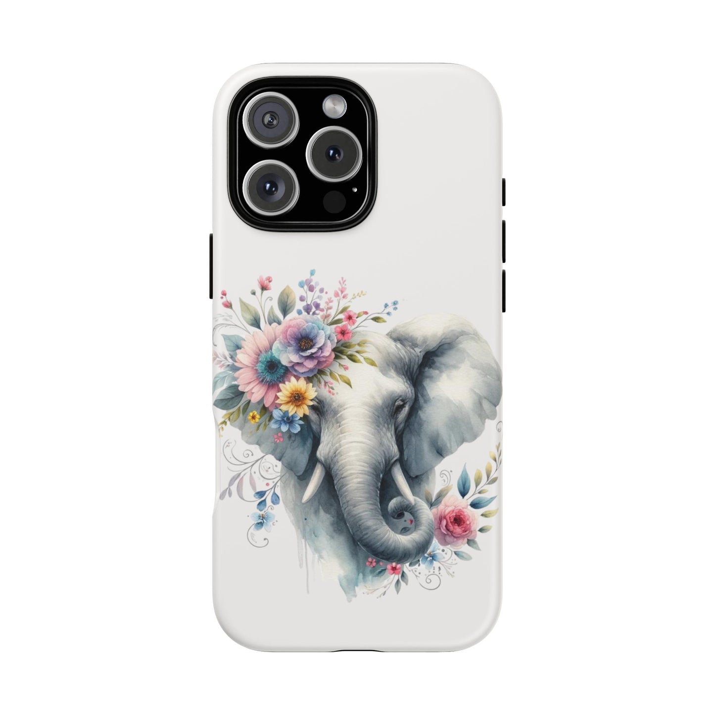 Floral Elephant Mobile Cover – Elegant Watercolor Art