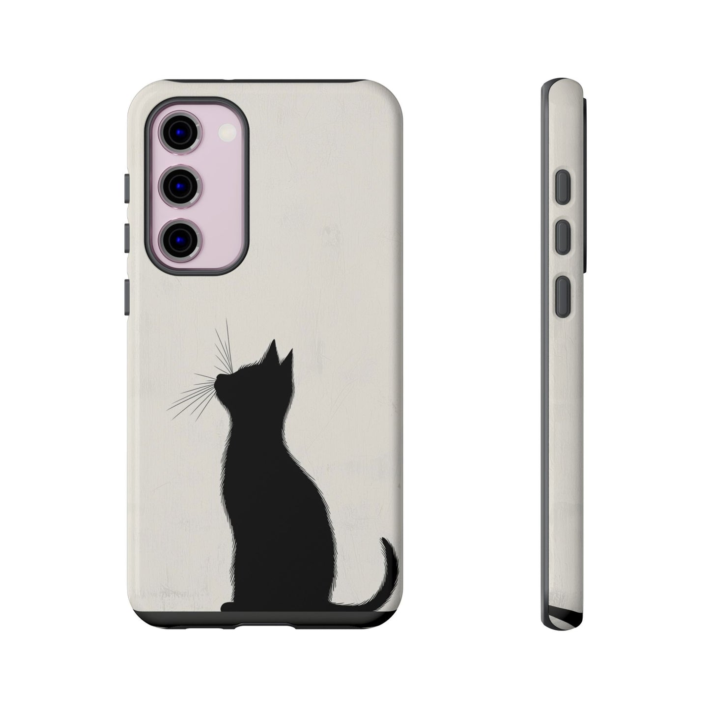 Silent Gaze: Minimalist Black Cat Phone Case for iPhone, Samsung & Pixel