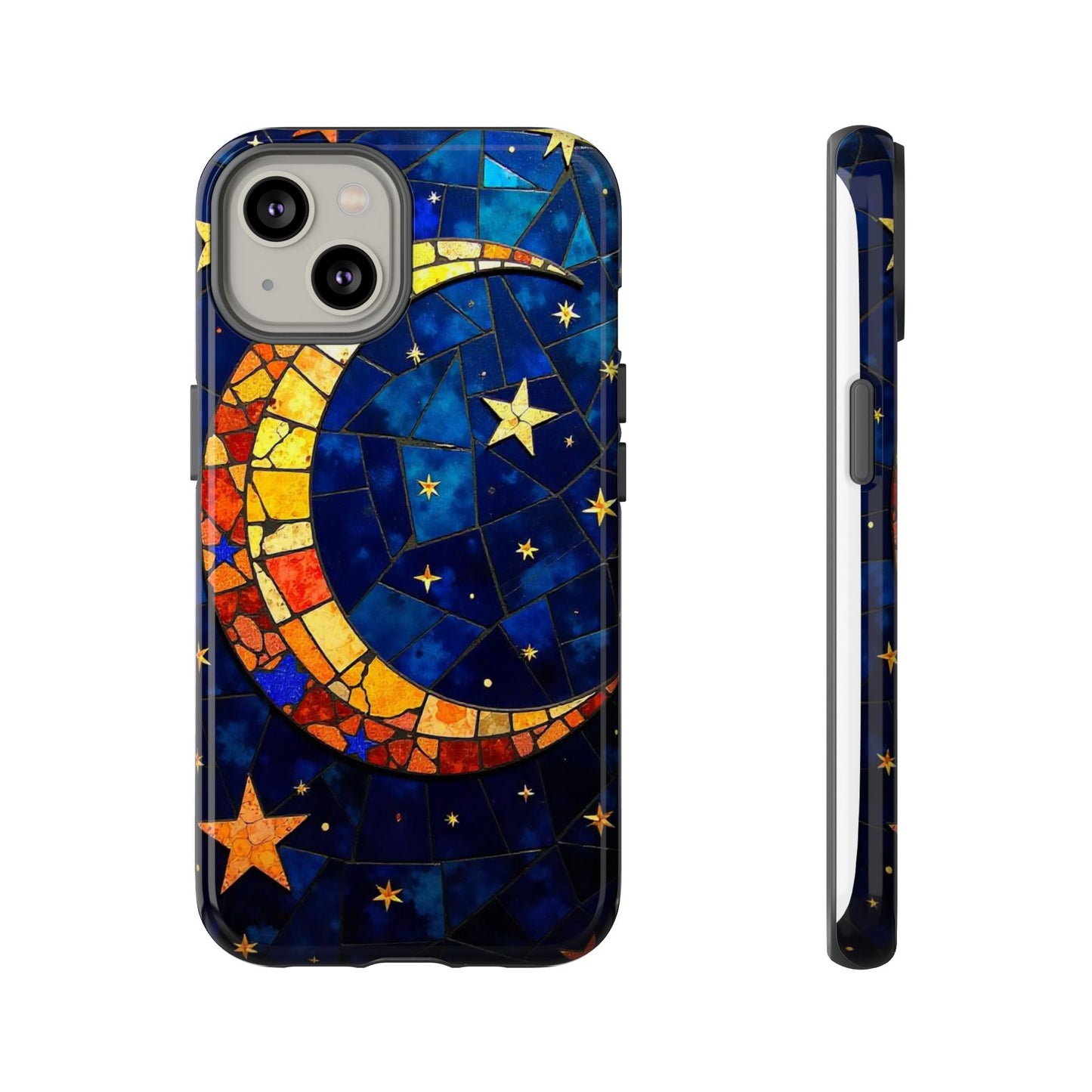 Celestial Crescent: Vibrant Moon and Stars Phone Case