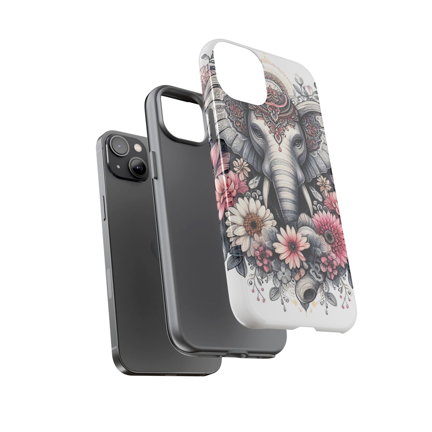 Royal Elephant Mandala Phone Case – Intricate Bohemian Floral Design