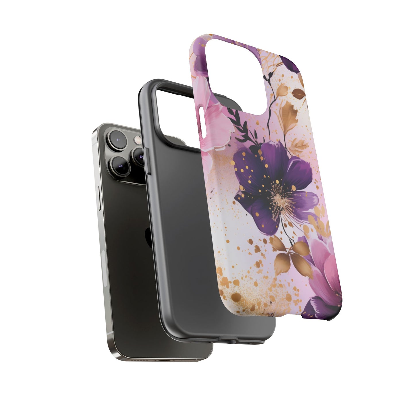 Luxury Purple & Gold Floral Aesthetic Mobile Case
