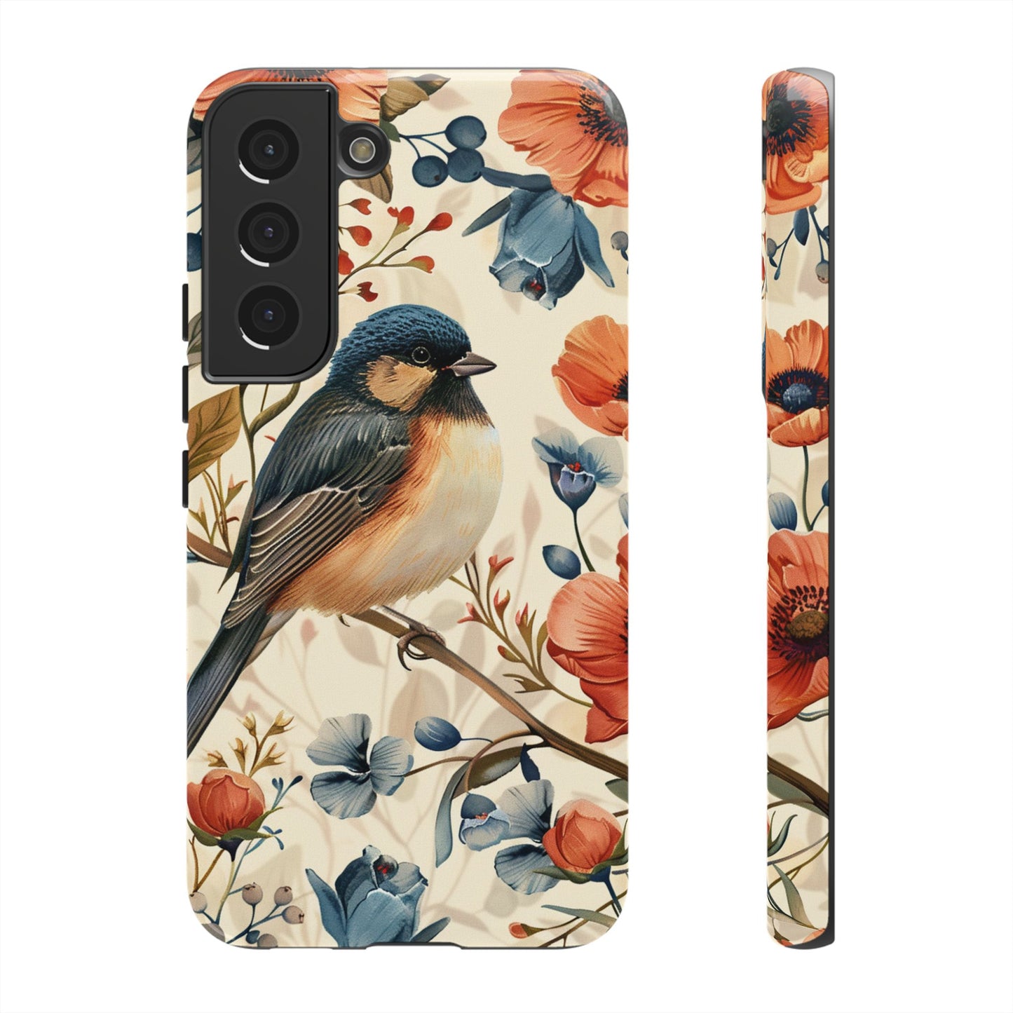 Floral Bird Phone Case - Elegant Nature-Inspired Cover for iPhone, Samsung & Google Pixel
