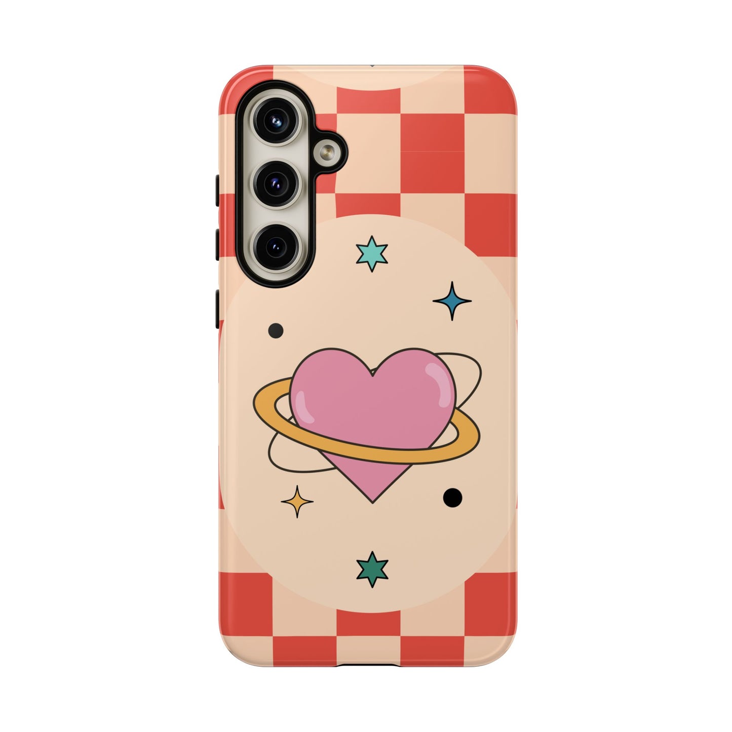 Retro Heart Tile Phone Case – Vintage Aesthetic Cover for iPhone, Samsung & Google Pixel