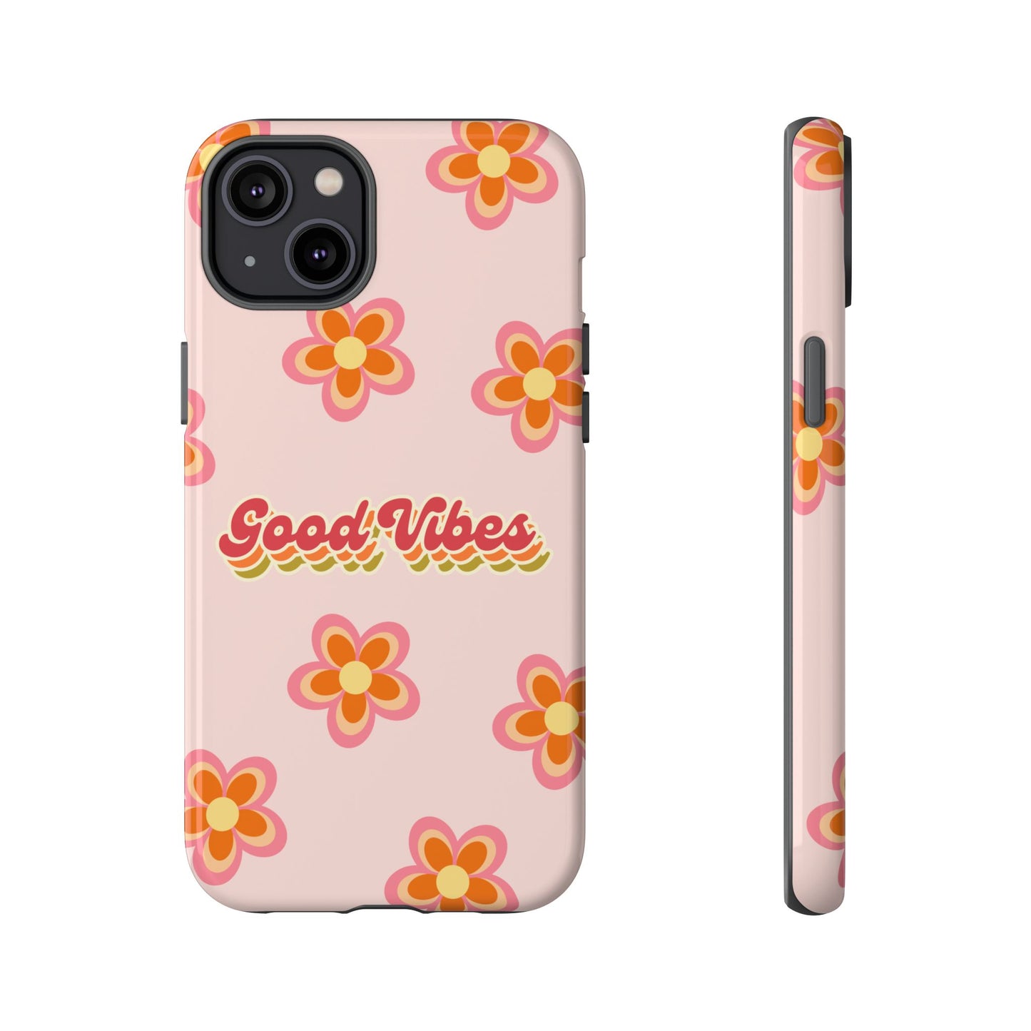 Retro Floral "Good Vibes" Phone Case β Vintage Aesthetic for iPhone, Samsung & Google Pixel