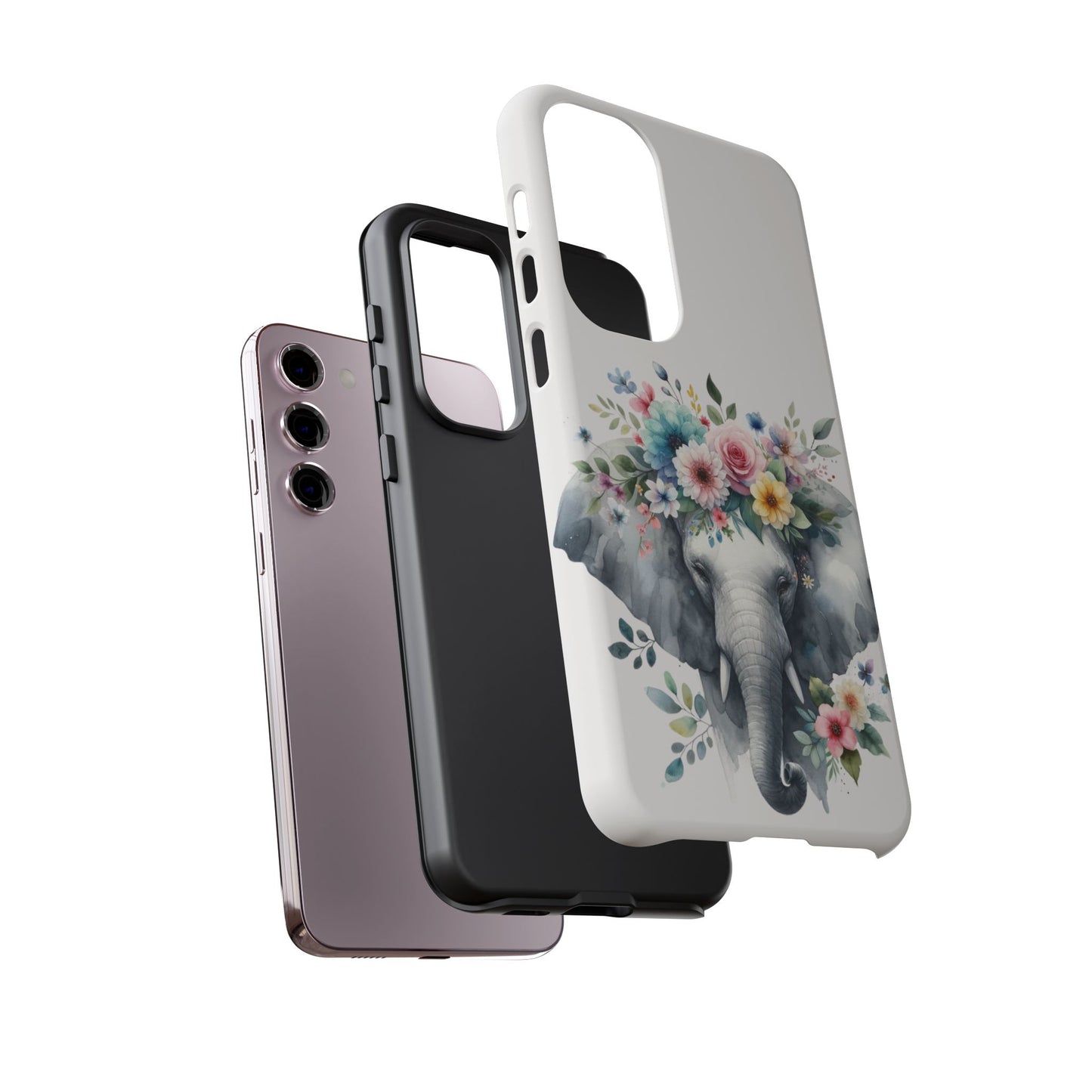 Floral Crown Elephant Mobile Cover – Elegant Watercolor Art