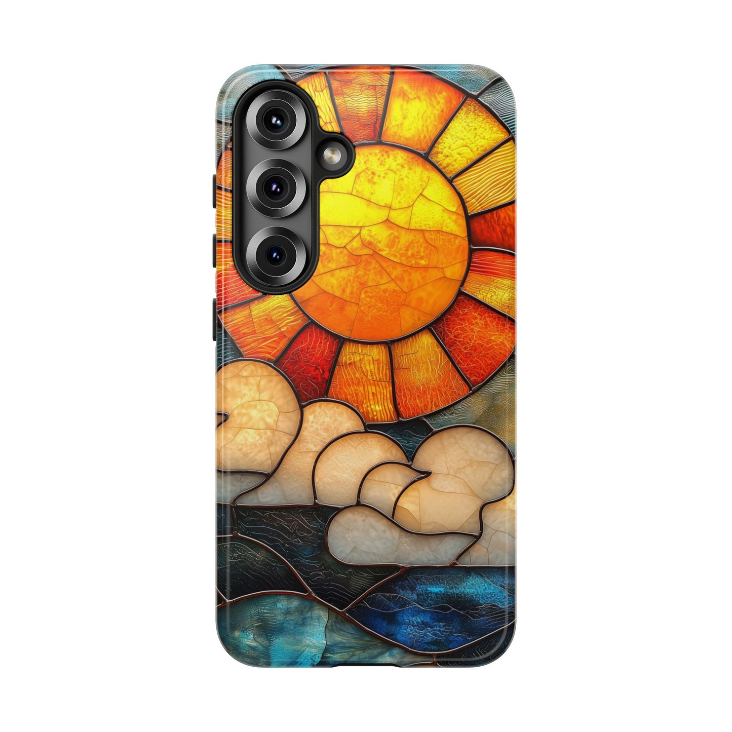 Modern Stained Glass Phone Case – Warm Tones & Abstract Landscape for iPhone, Samsung & Pixel