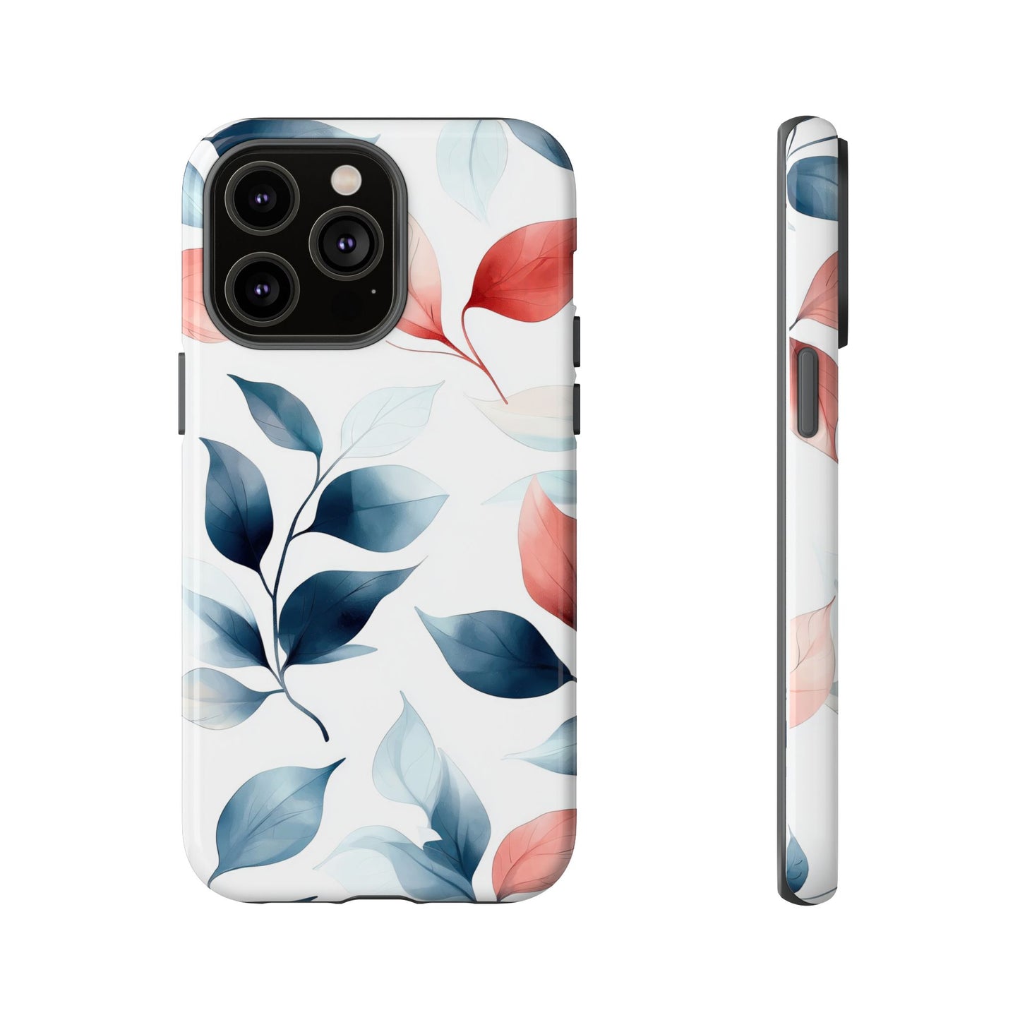 Blush & Blue Botanical Leaves Phone Case | Soft Nature-Inspired Design for iPhone, Pixel & Samsung