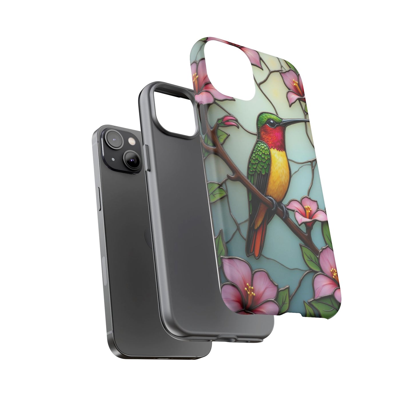 Elegant Hummingbird with Floral Mosaic | Artistic Nature Design