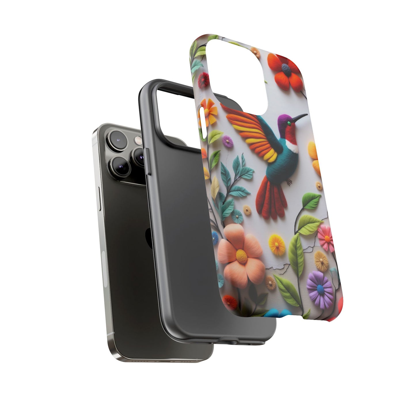 Embroidered Hummingbird with Floral Design | Nature's Elegant Stitch | iPhone 16 Pro