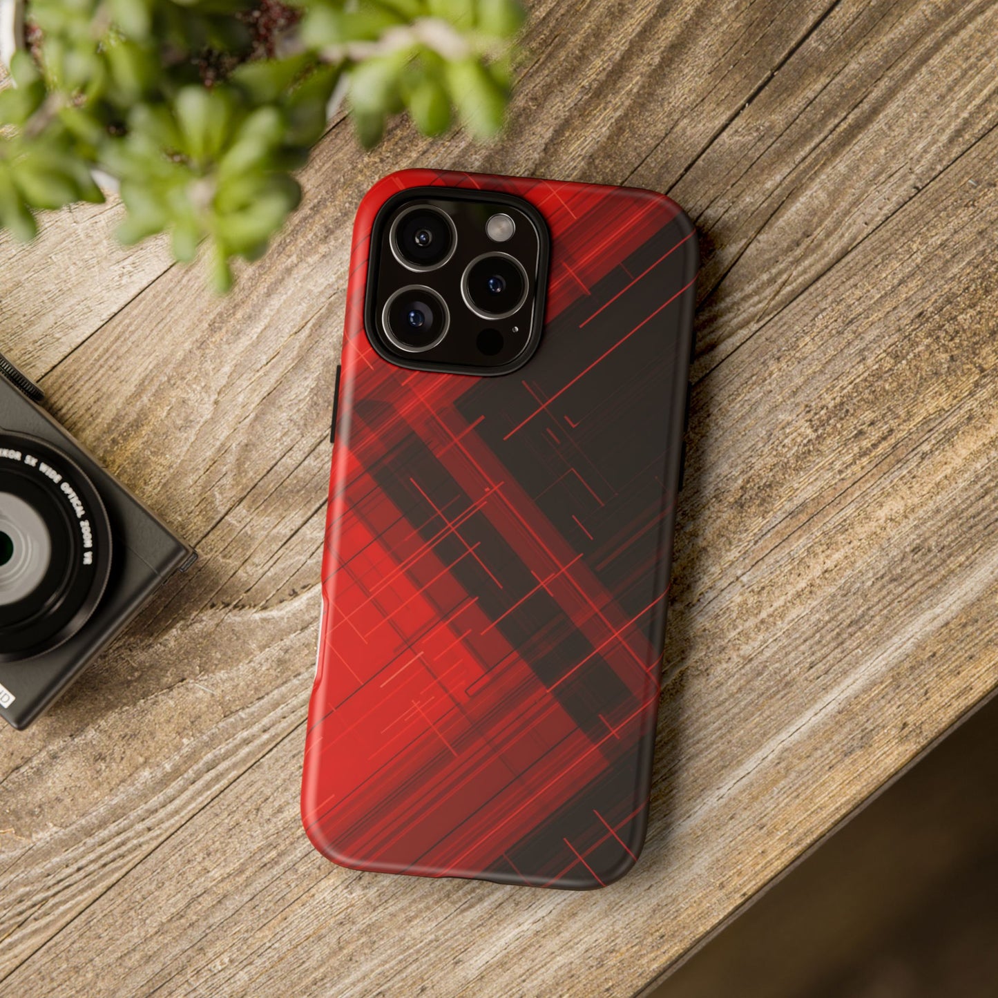 Abstract Red and Black Geometric Pattern