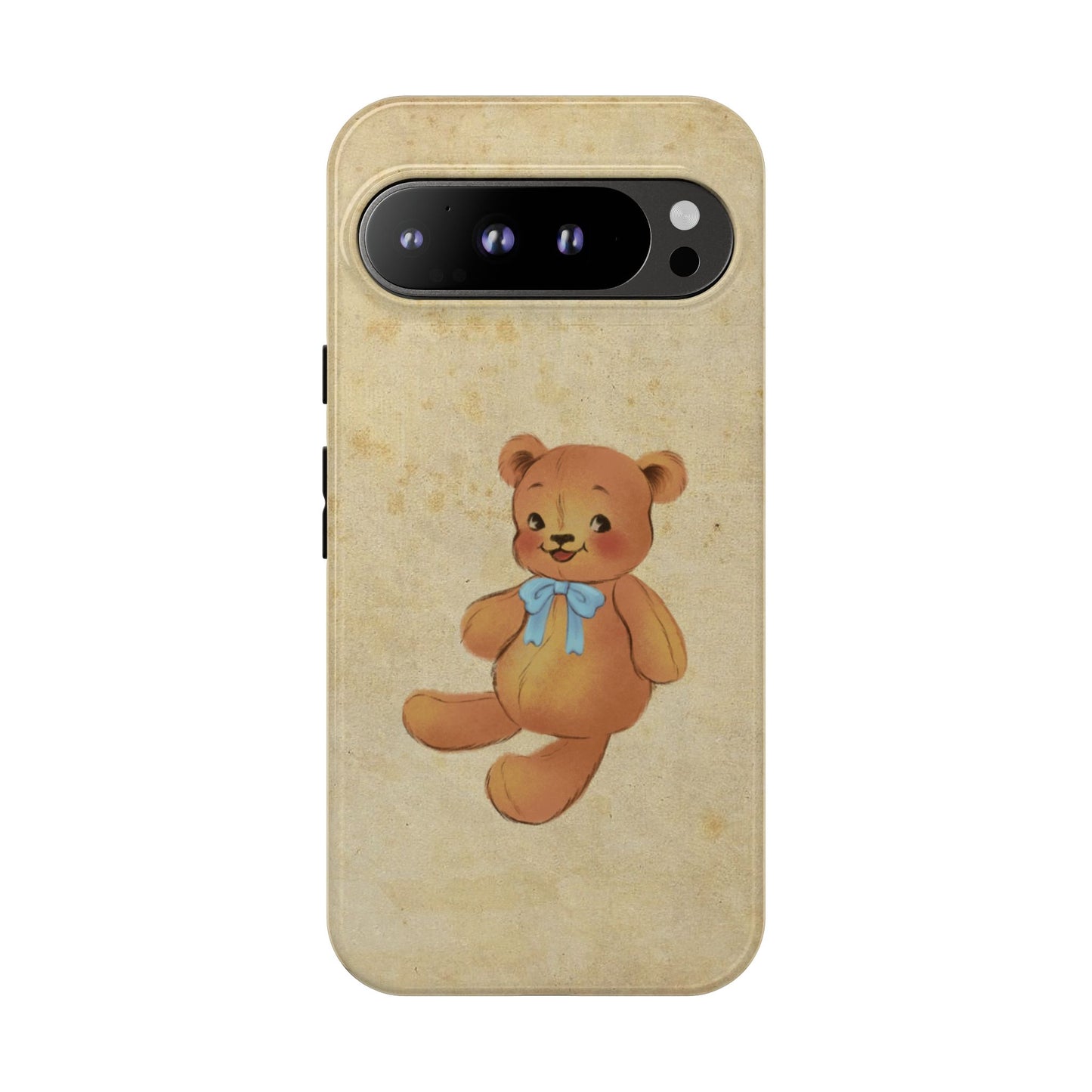 Vintage Teddy Bear Phone Case β Minimal Aesthetic, Soft Beige Retro Cover for iPhone, Samsung & Pixel