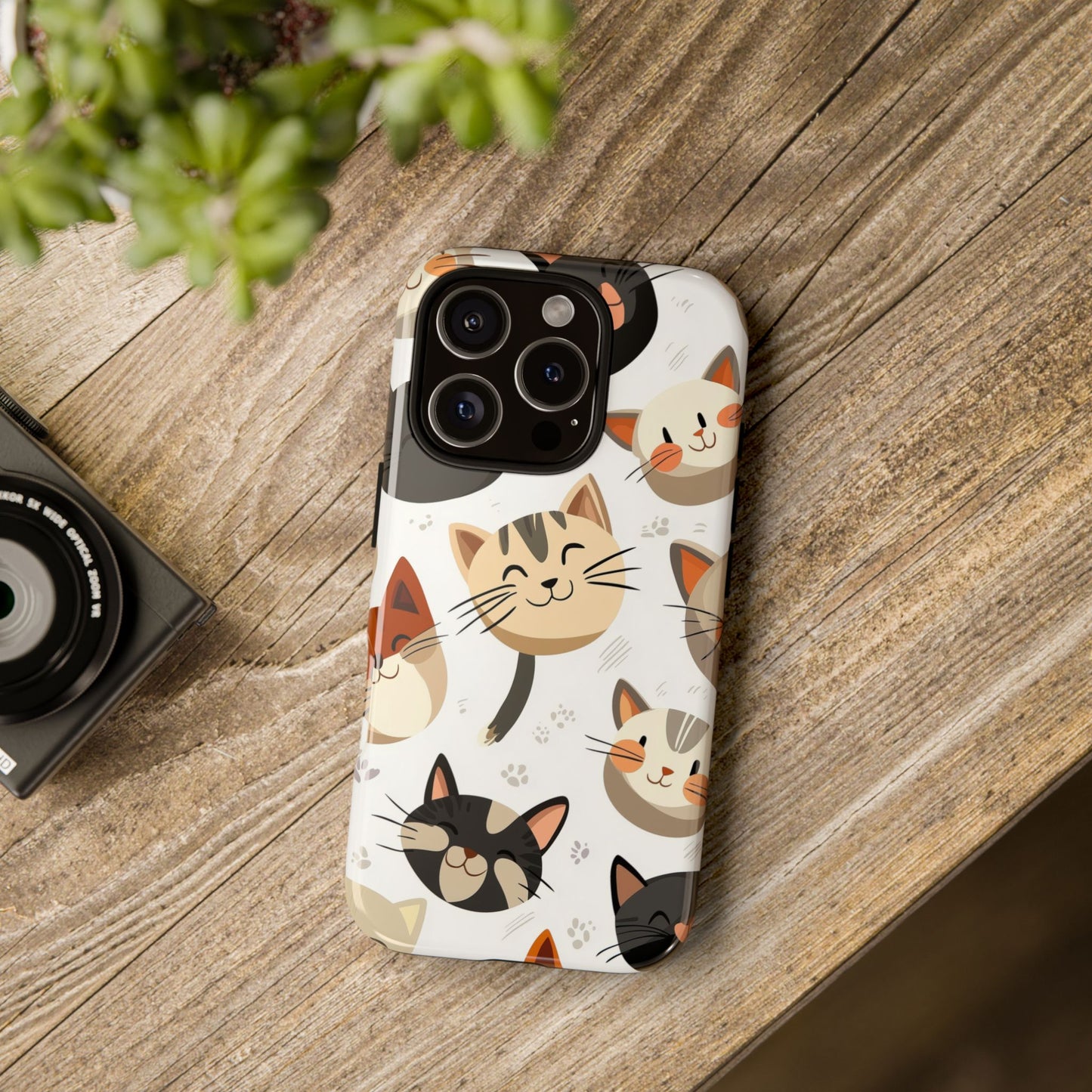 Cute Cat Faces Phone Case – Kawaii Anime Style for iPhone, Samsung & Google Pixel, Fun and Playful Cat Design