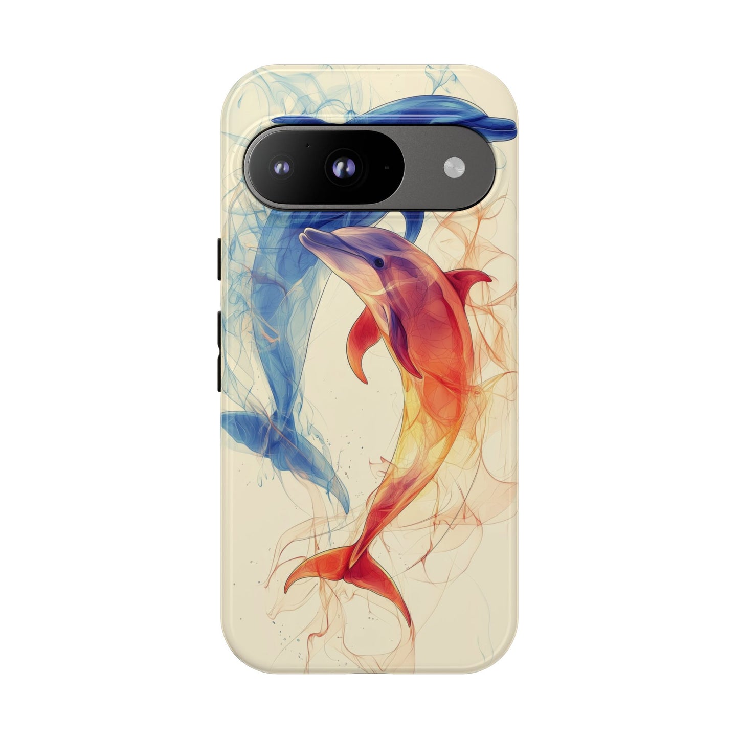 Elemental Dolphins: Fire & Water Fusion Phone Case for iPhone, Samsung & Pixel
