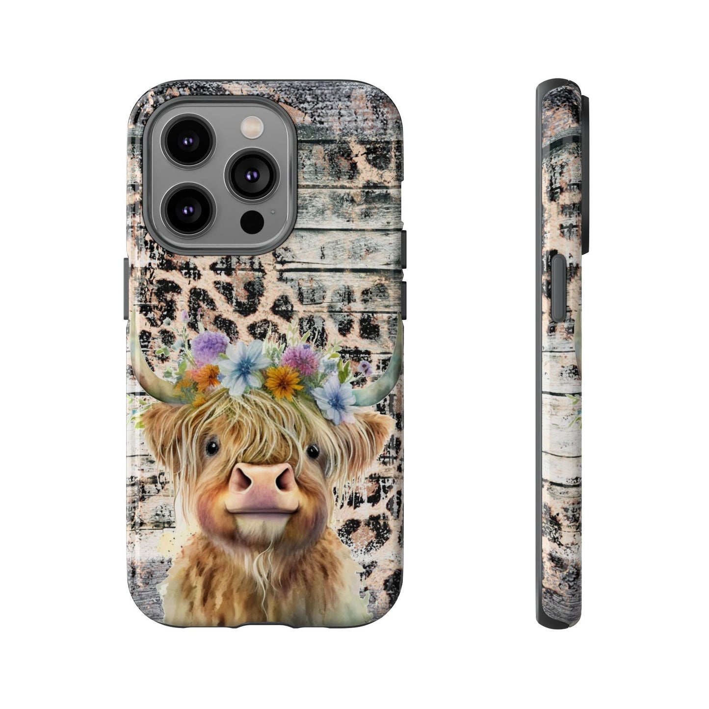Leopard Print Heifer Phone Case - iPhone, Samsung & Google Pixel Cover - Artistic Cow Phone Case, Animal Lover Gift