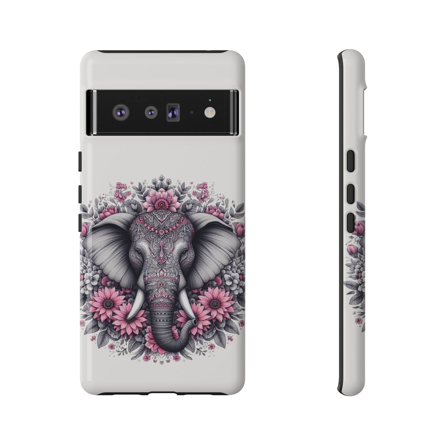 Intricate Floral Elephant Mobile Cover – Mandala-Inspired Boho Art