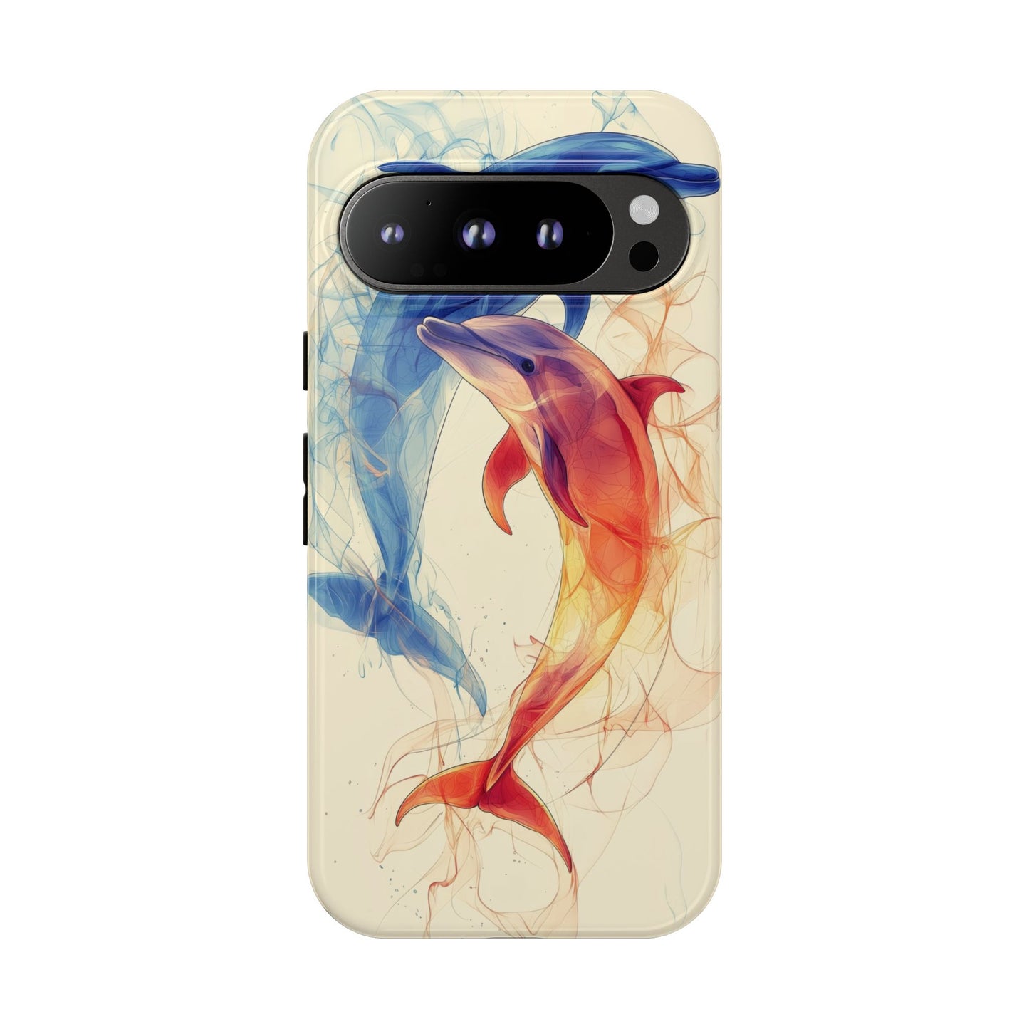 Elemental Dolphins: Fire & Water Fusion Phone Case for iPhone, Samsung & Pixel