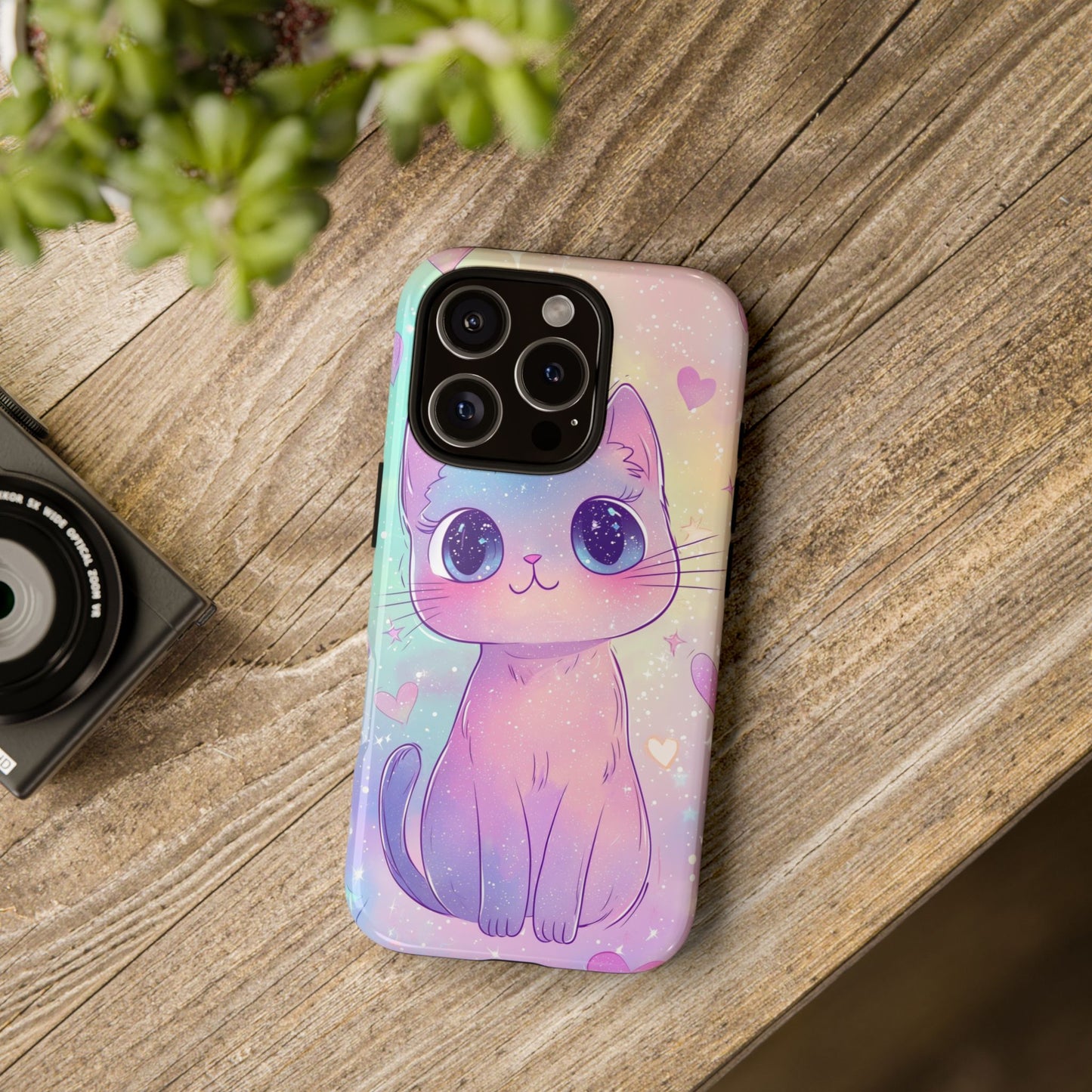 Cosmic Cat Phone Case β Sparkly Anime Aesthetic for iPhone, Google Pixel & Samsung
