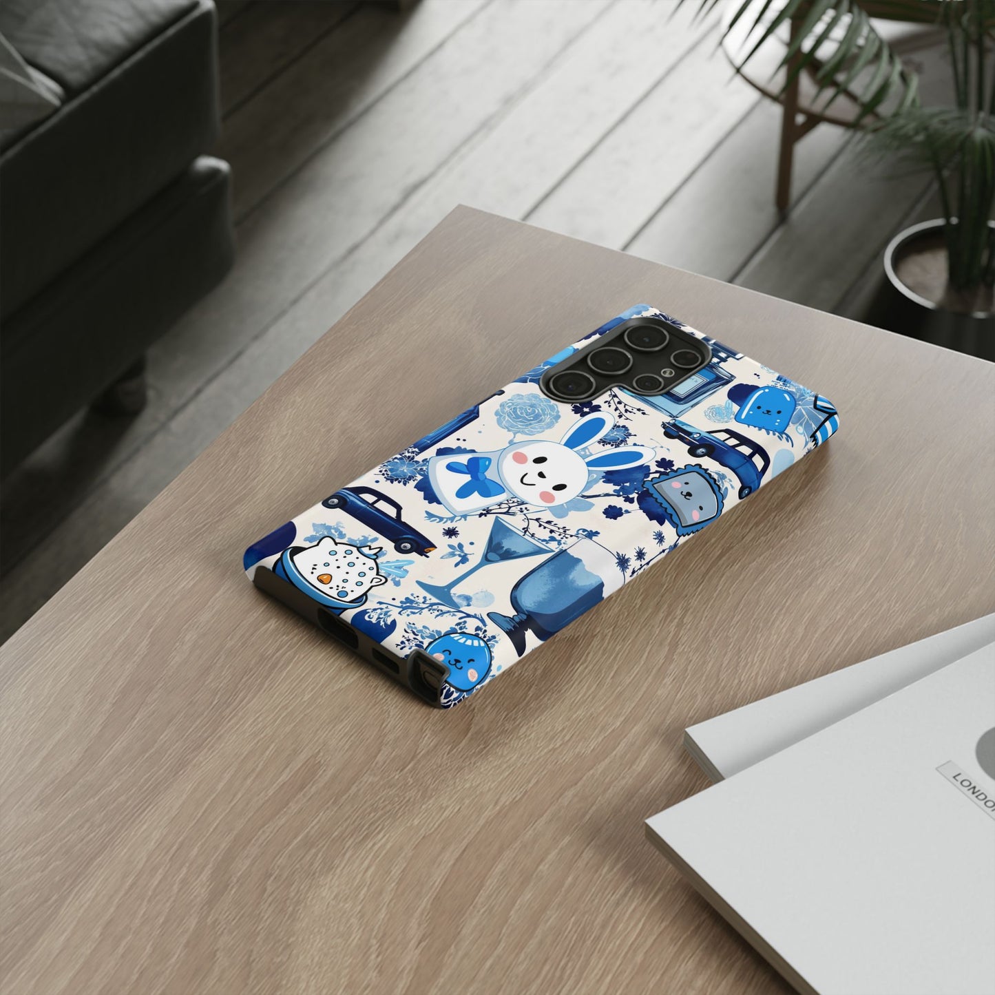 Blue Bunny & Car Themed Phone Case