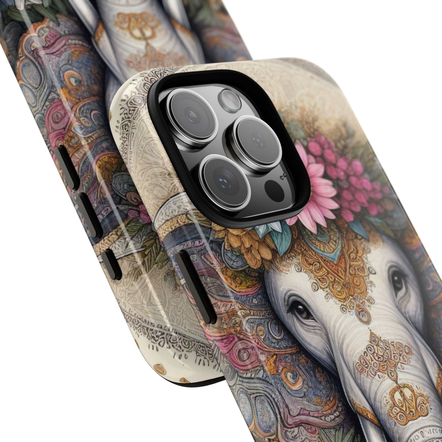 Elegant Floral Elephant Mobile Cover – Royal Mandala Art