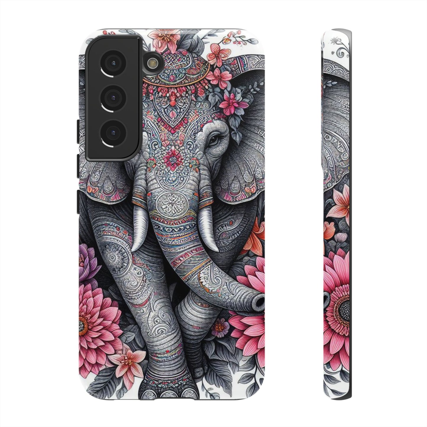 Bohemian Floral Elephant Mobile Cover – Intricate Mandala Art