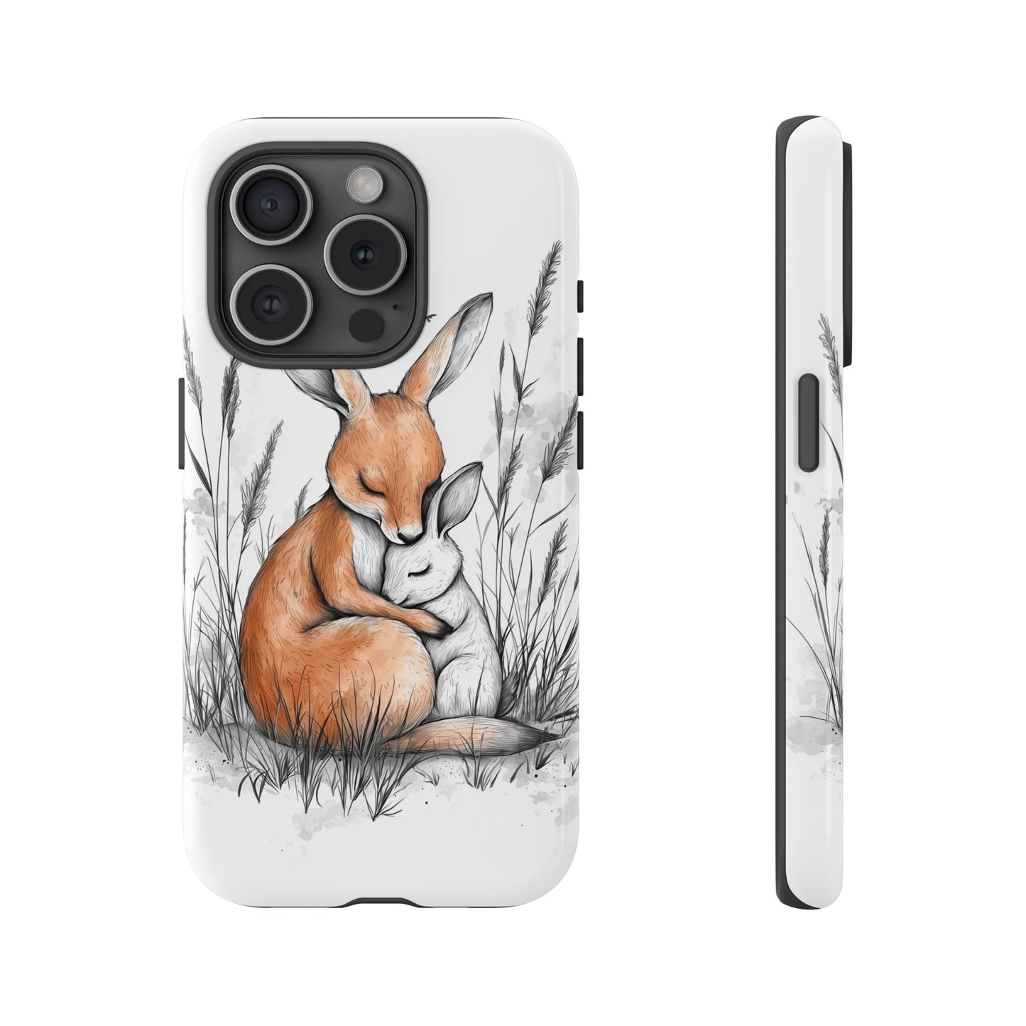 Bunny Embrace: Watercolor Woodland Hug Phone Case for iPhone, Samsung & Pixel