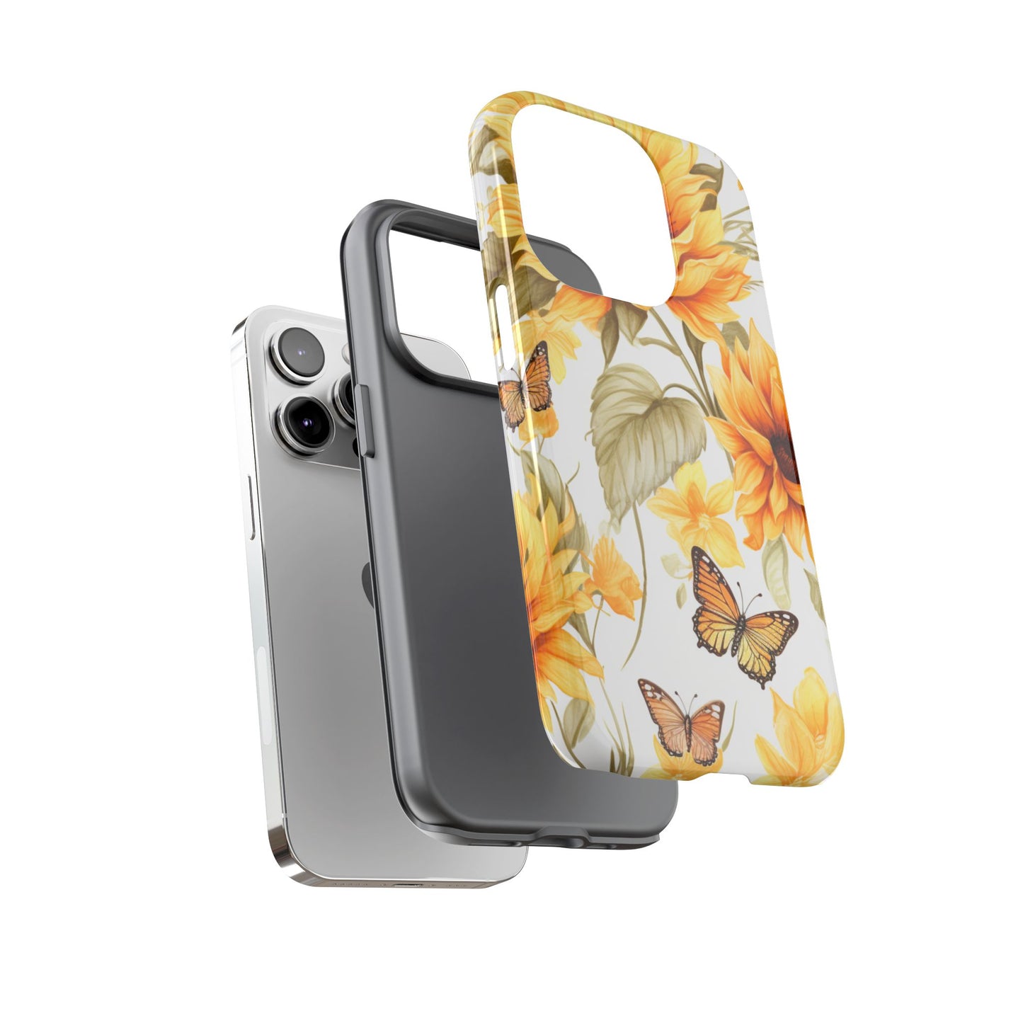 Golden Sunflower & Butterfly Phone Case – Warm & Elegant
