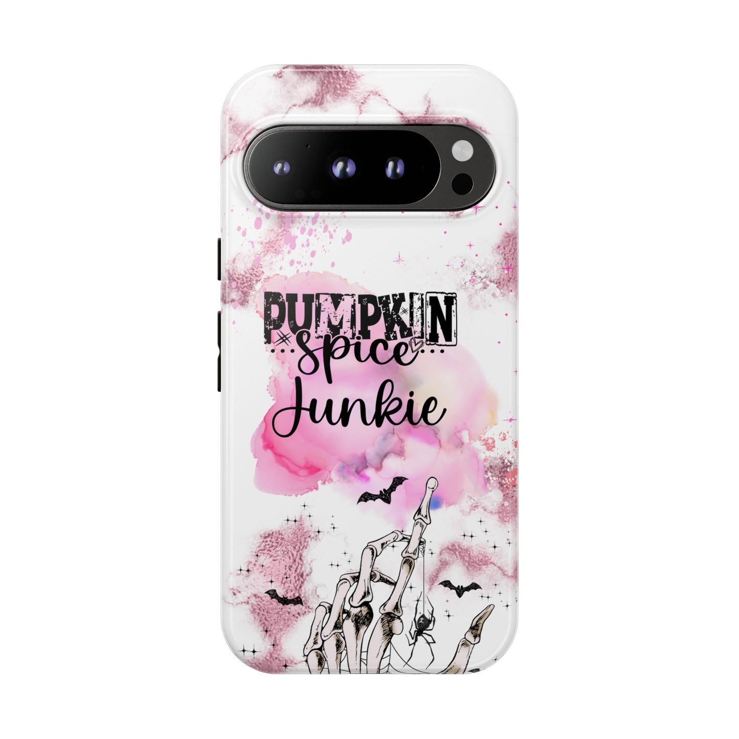 Pumpkin Spice Junkie Phone Case - Fall Aesthetic Cover for iPhone, Samsung & Google Pixel, Skeleton Hand Phone Case, Watercolor Phone Cover, Girly Phone Case