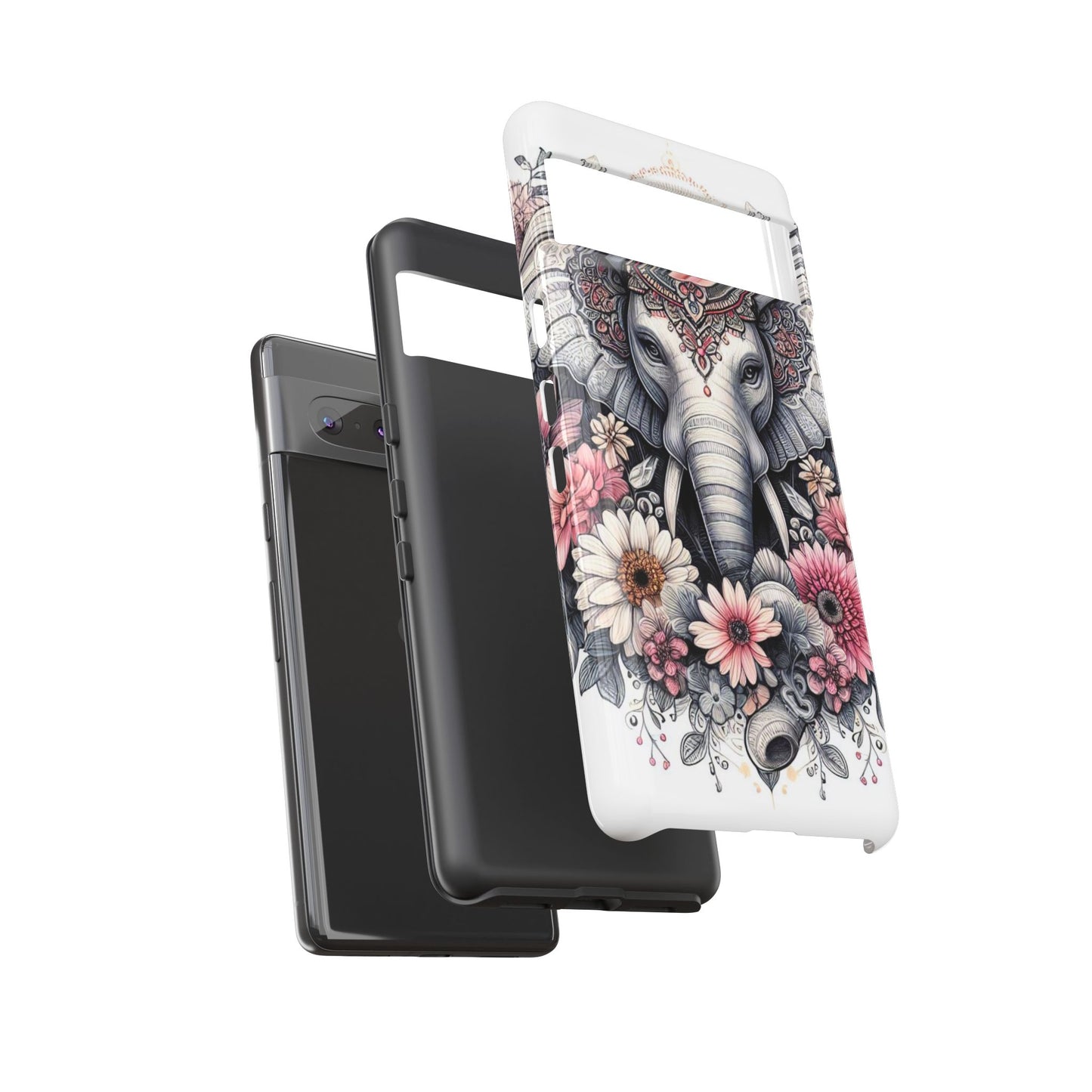 Royal Elephant Mandala Phone Case – Intricate Bohemian Floral Design