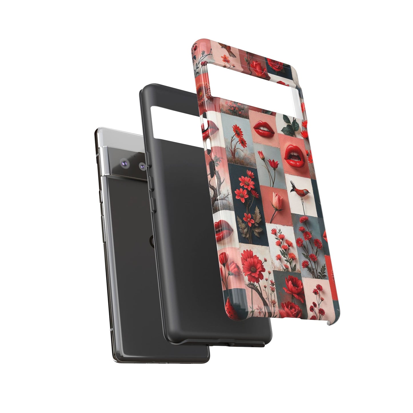 Red Flowers & Lips Collage Phone Case