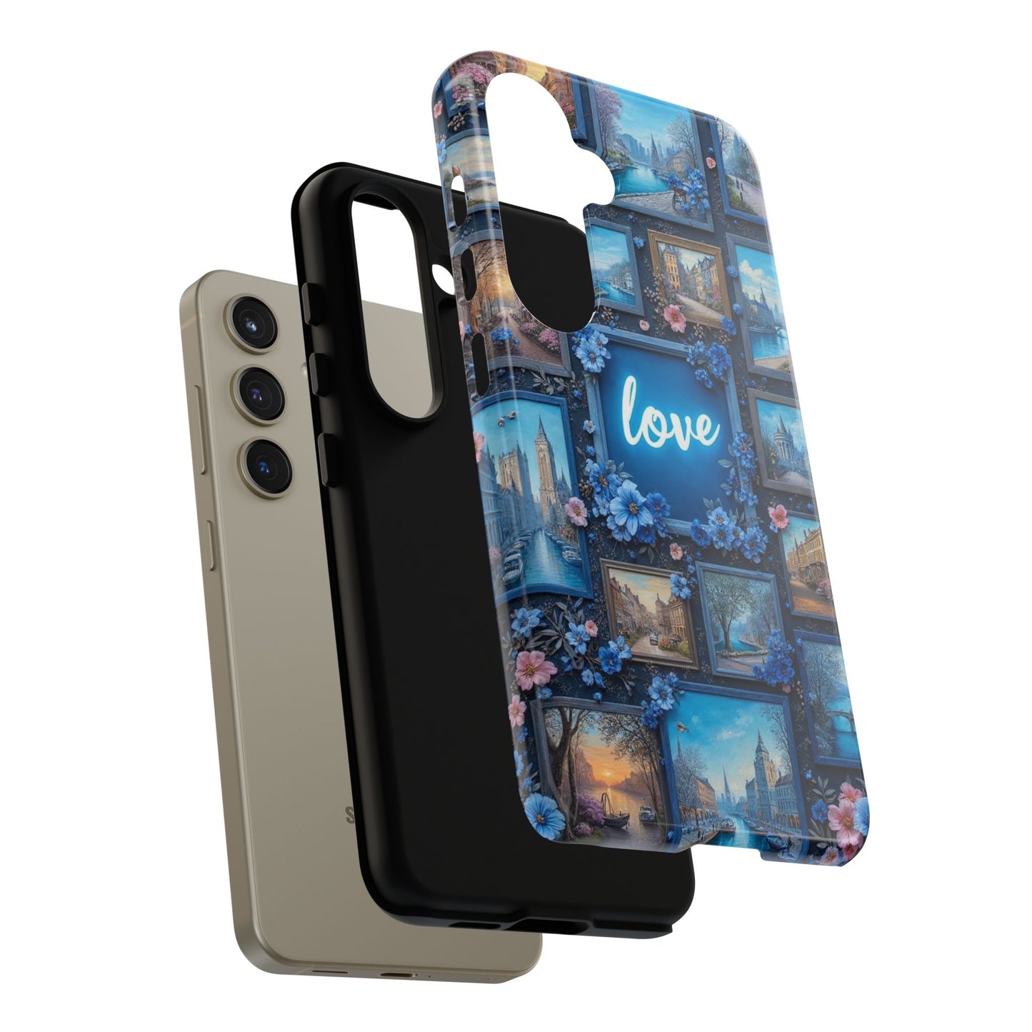 Blue Floral Love Frame Phone Case