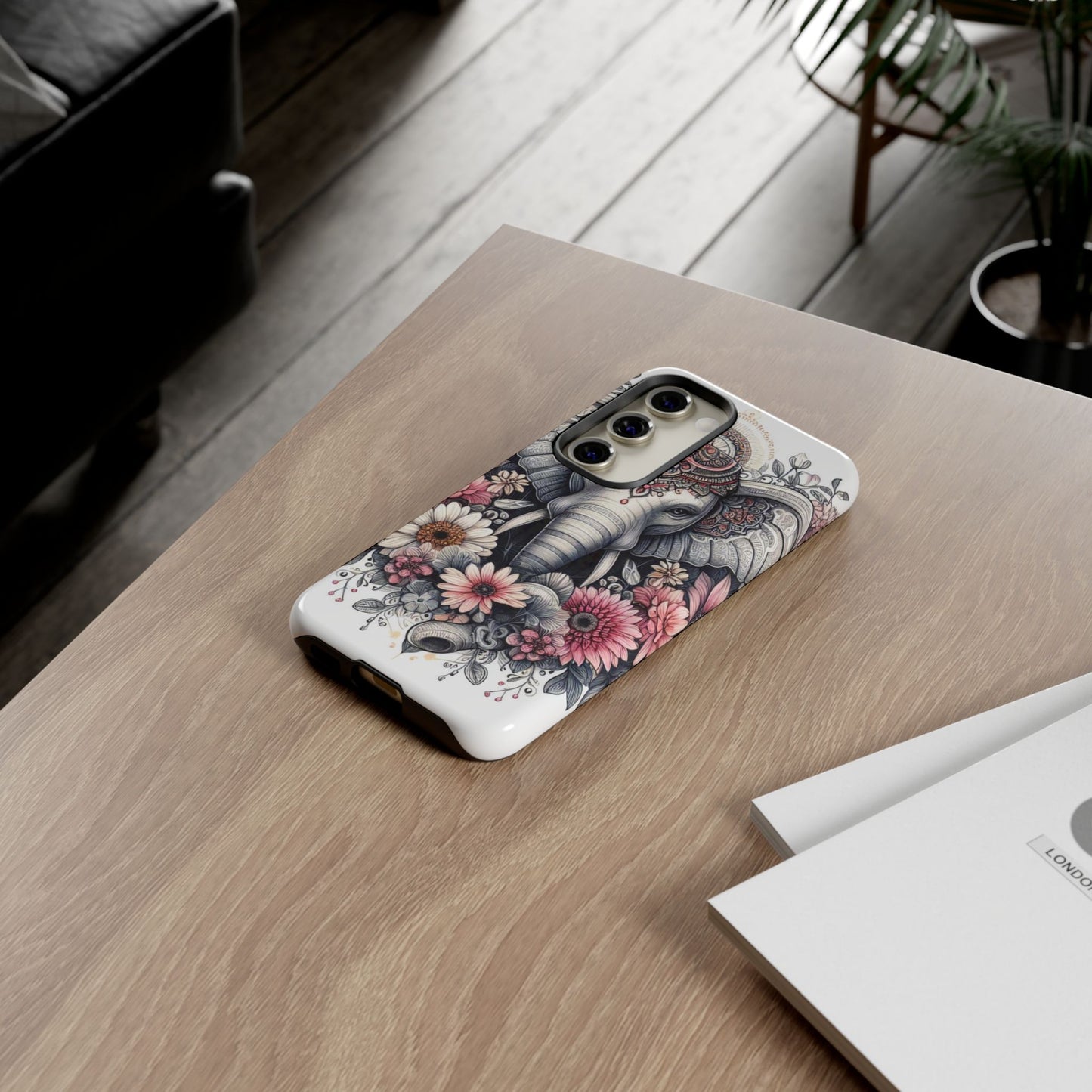 Royal Elephant Mandala Phone Case – Intricate Bohemian Floral Design