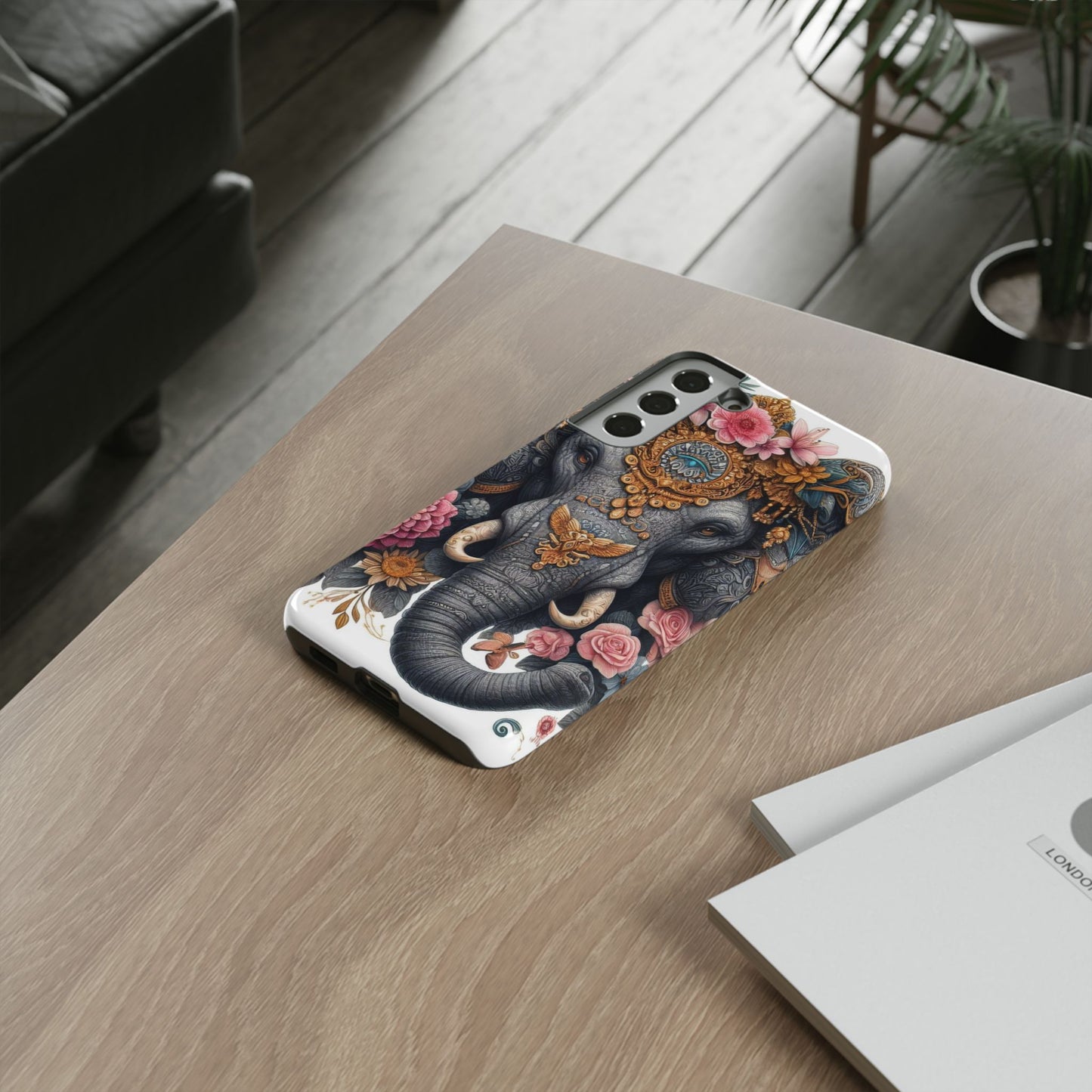 Golden Royal Elephant Mobile Cover – Luxurious Ornate Art
