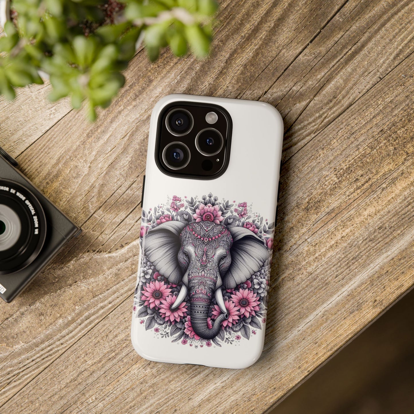 Intricate Floral Elephant Mobile Cover – Mandala-Inspired Boho Art
